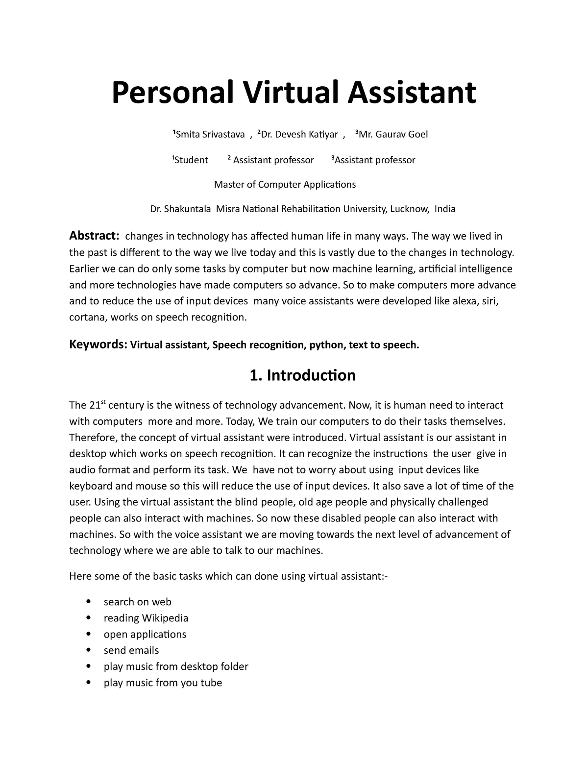 virtual assistant research papers