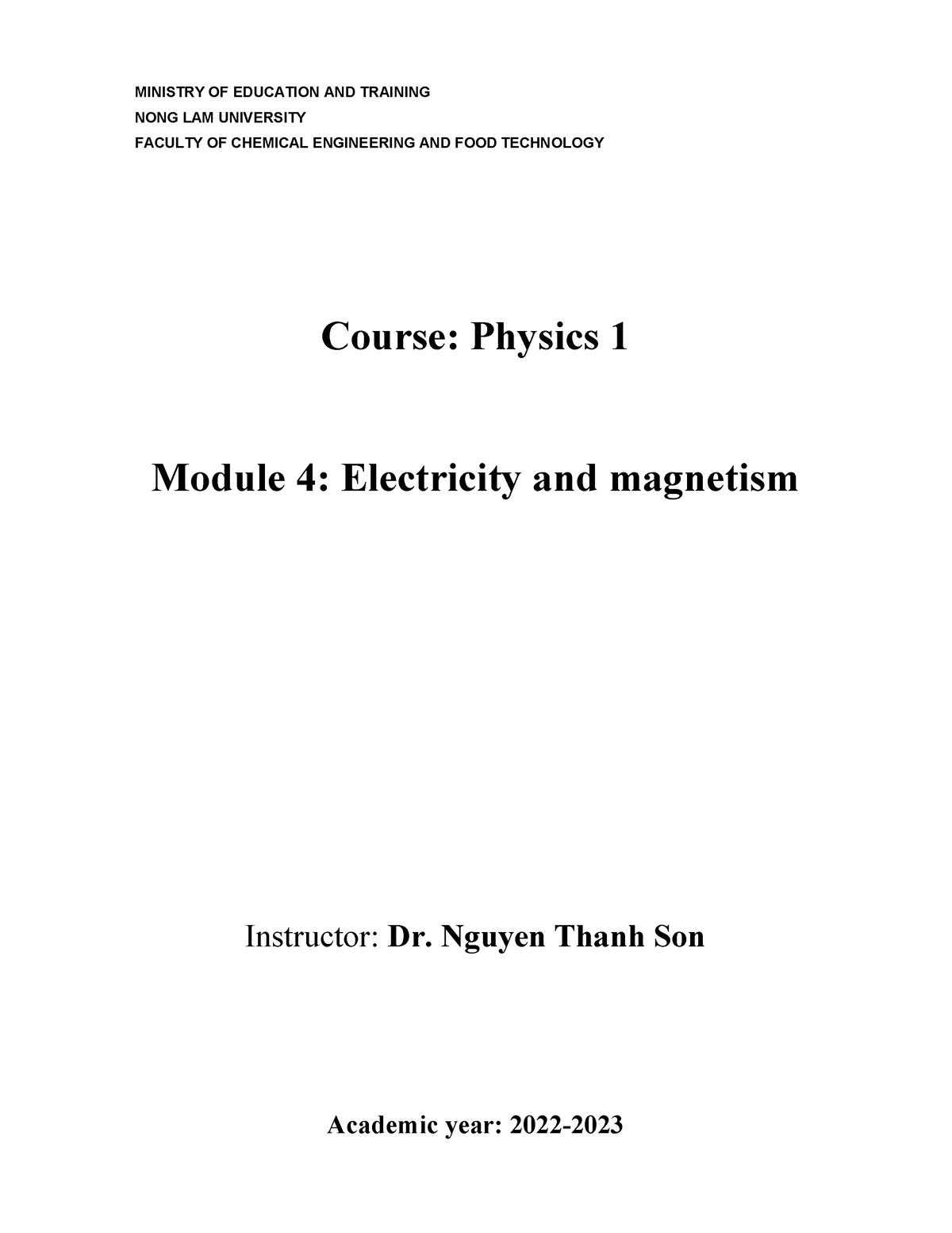 Module 4 Electricity-2023 - MINISTRY OF EDUCATION AND TRAINING NONG LAM ...