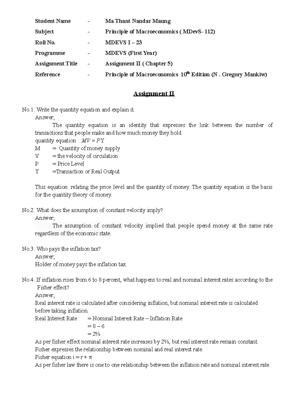 Assignmwnt II Advantages and Disadvantages of inflation targeting