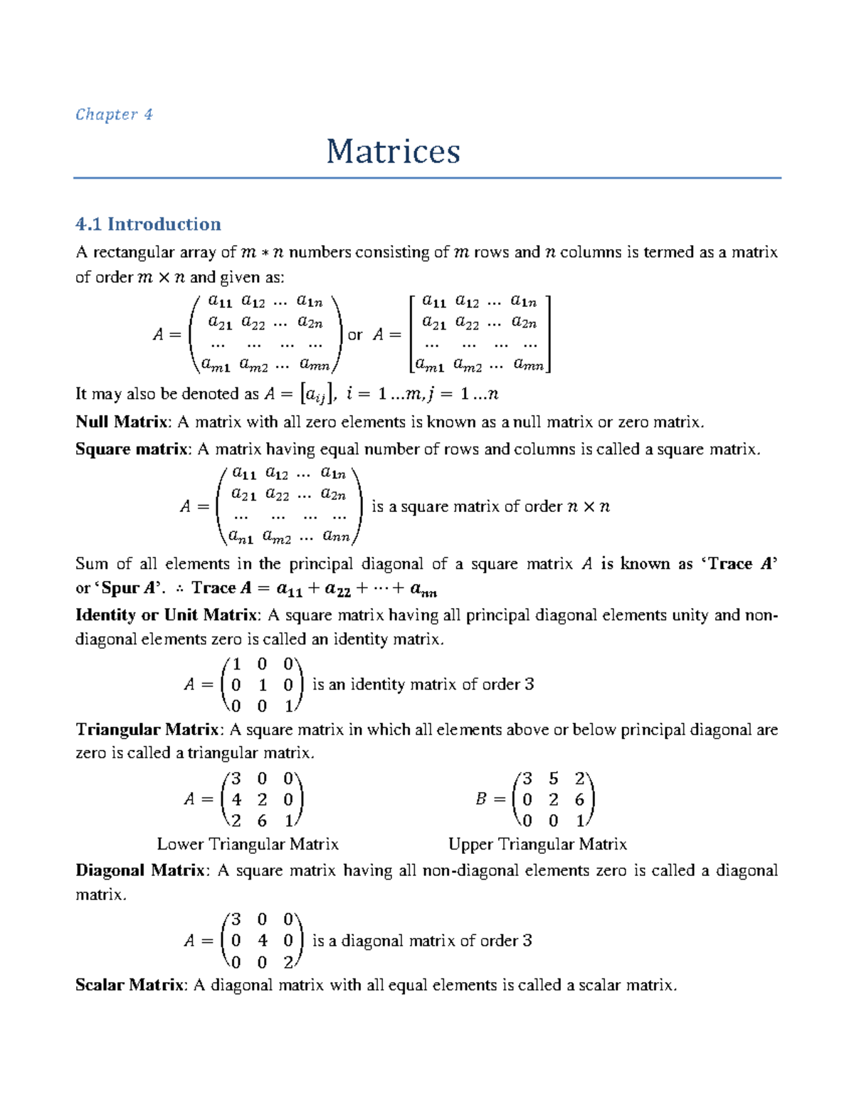 Matrices-new - Hahhana - Chapter 4 Matrices 4 .1 Introduction A ...