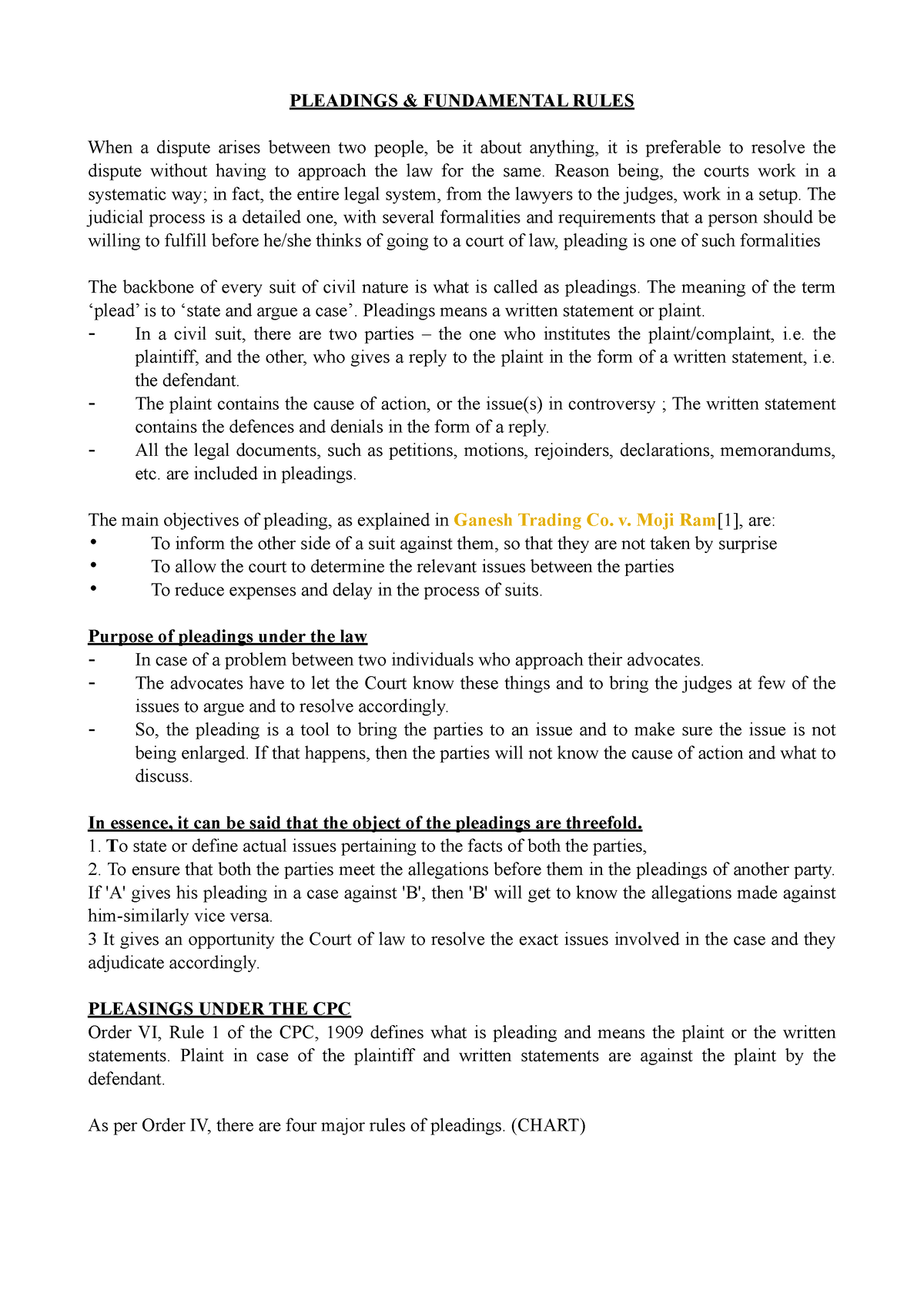 pleadings-pleadings-fundamental-rules-when-a-dispute-arises-between