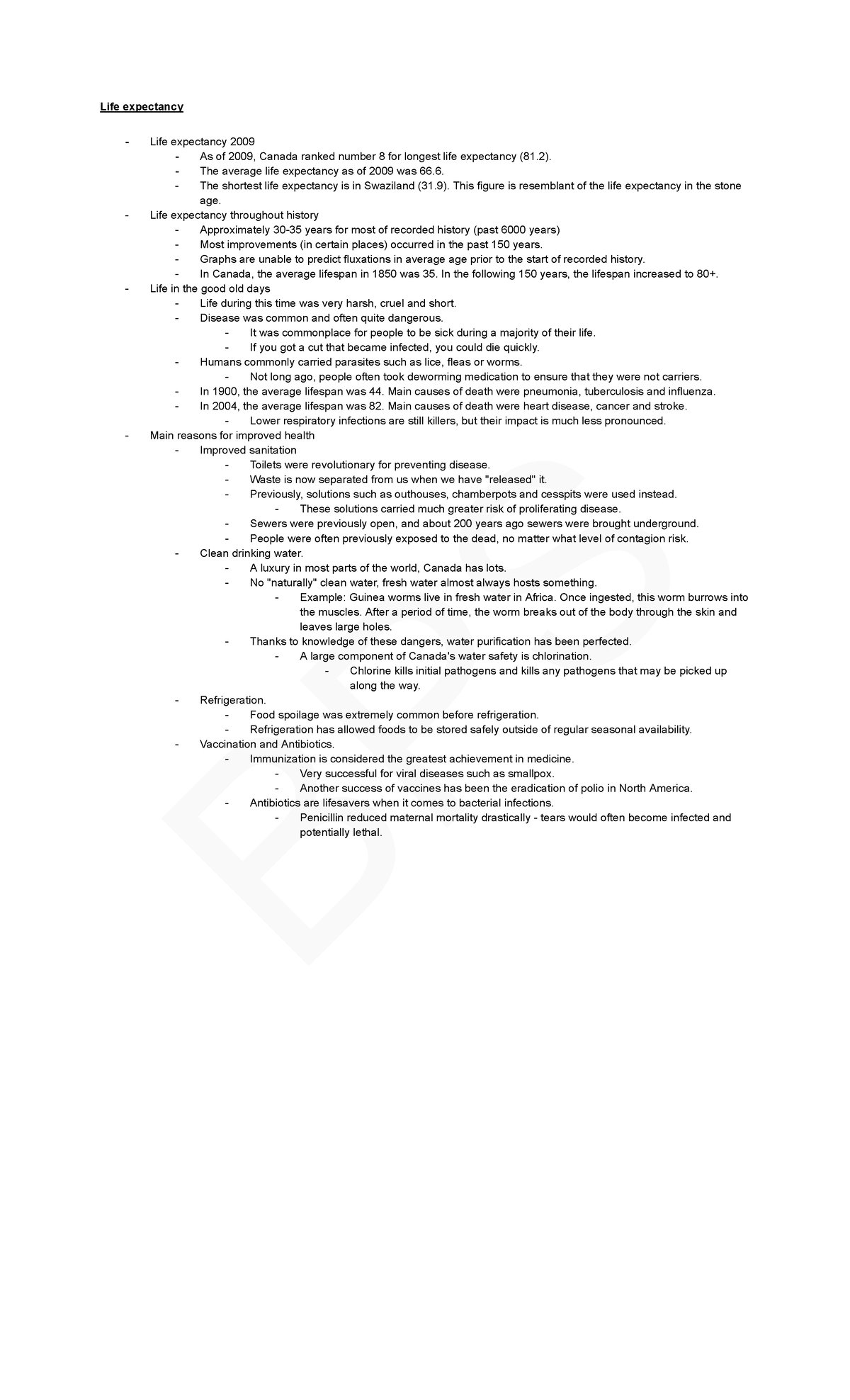 BPS1101 Lec2 - notes - BPS Life expectancy - Life expectancy 2009 - As ...