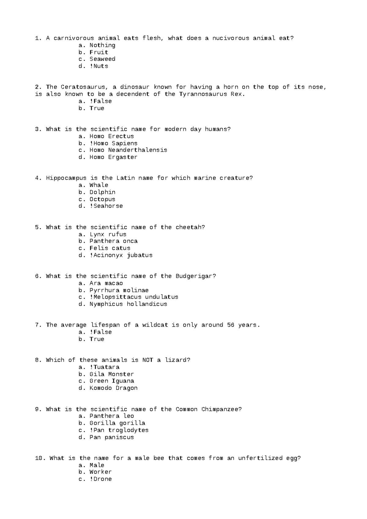 FILM125 Quiz Fall 2022 10 - A carnivorous animal eats flesh, what does