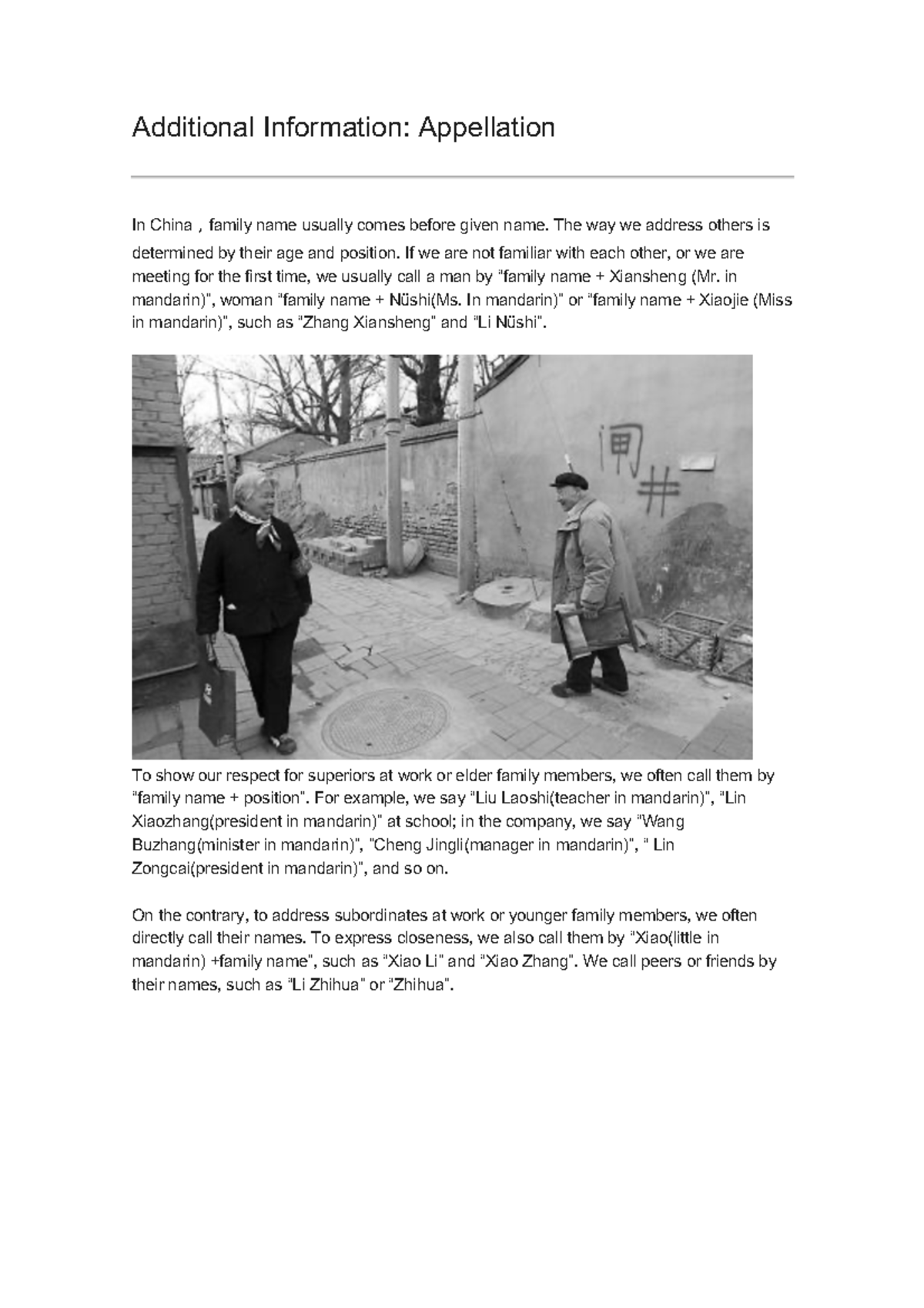Additional Information - The way we address others is determined by ...