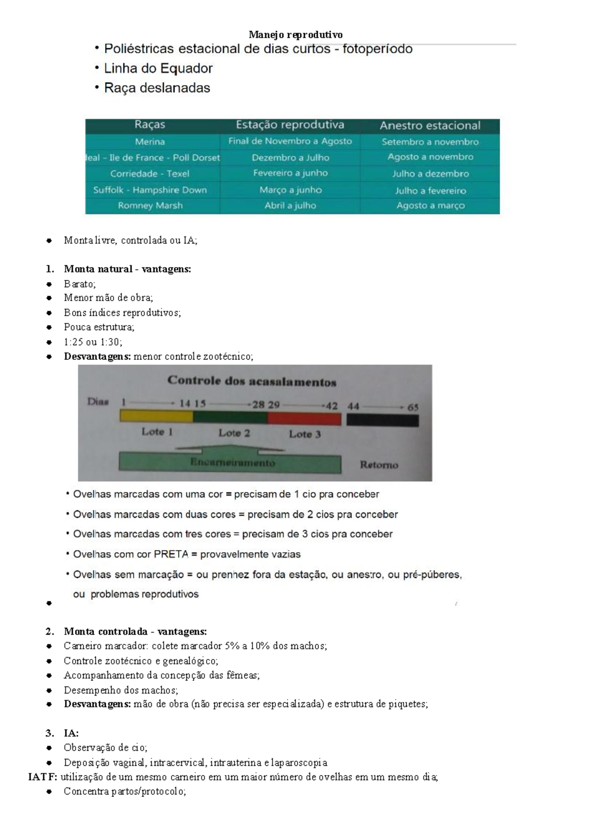 Manejo Reprodutivo - Manejo Reprodutivo Monta Livre, Controlada Ou IA ...