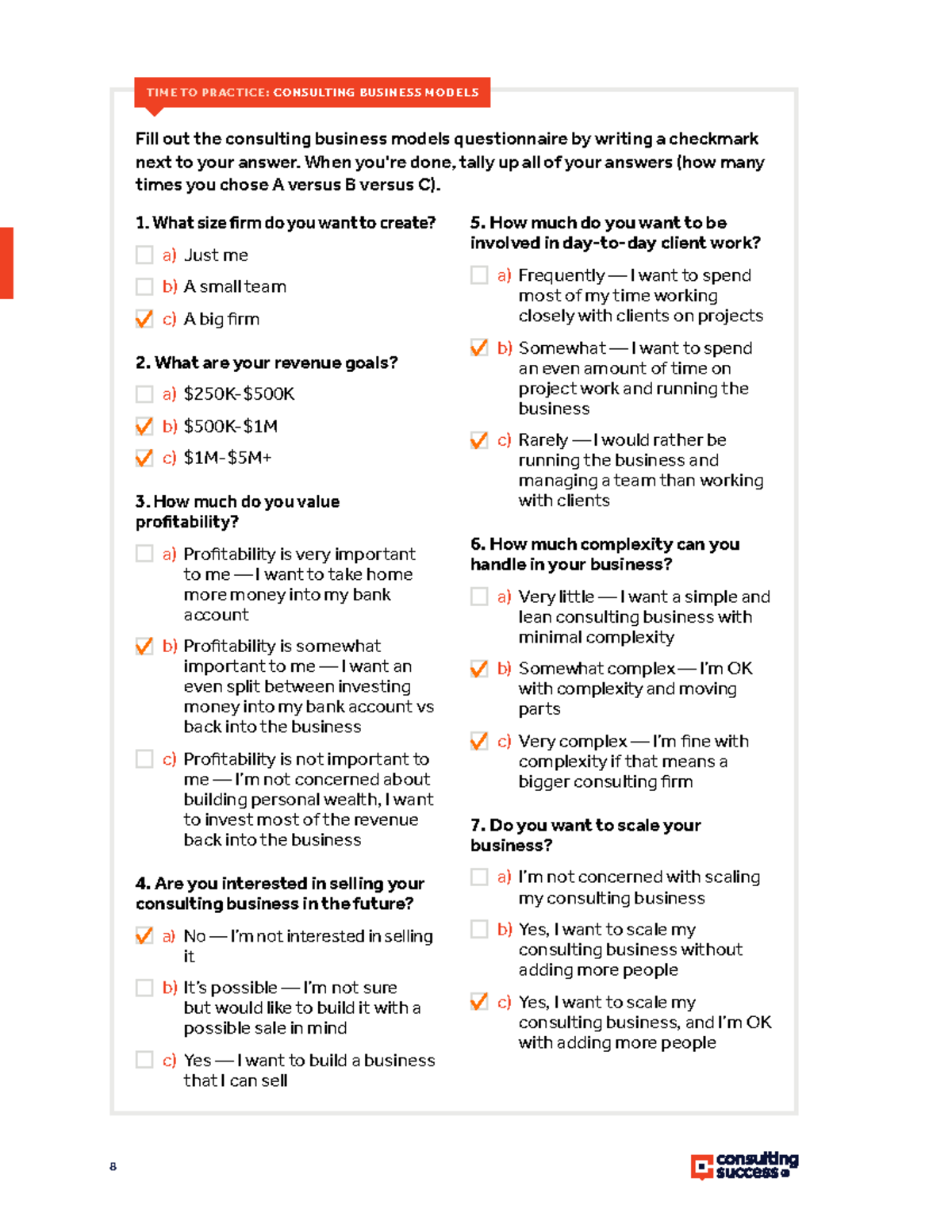 Book-1-1 - All the notes - 8 Fill out the consulting business models ...
