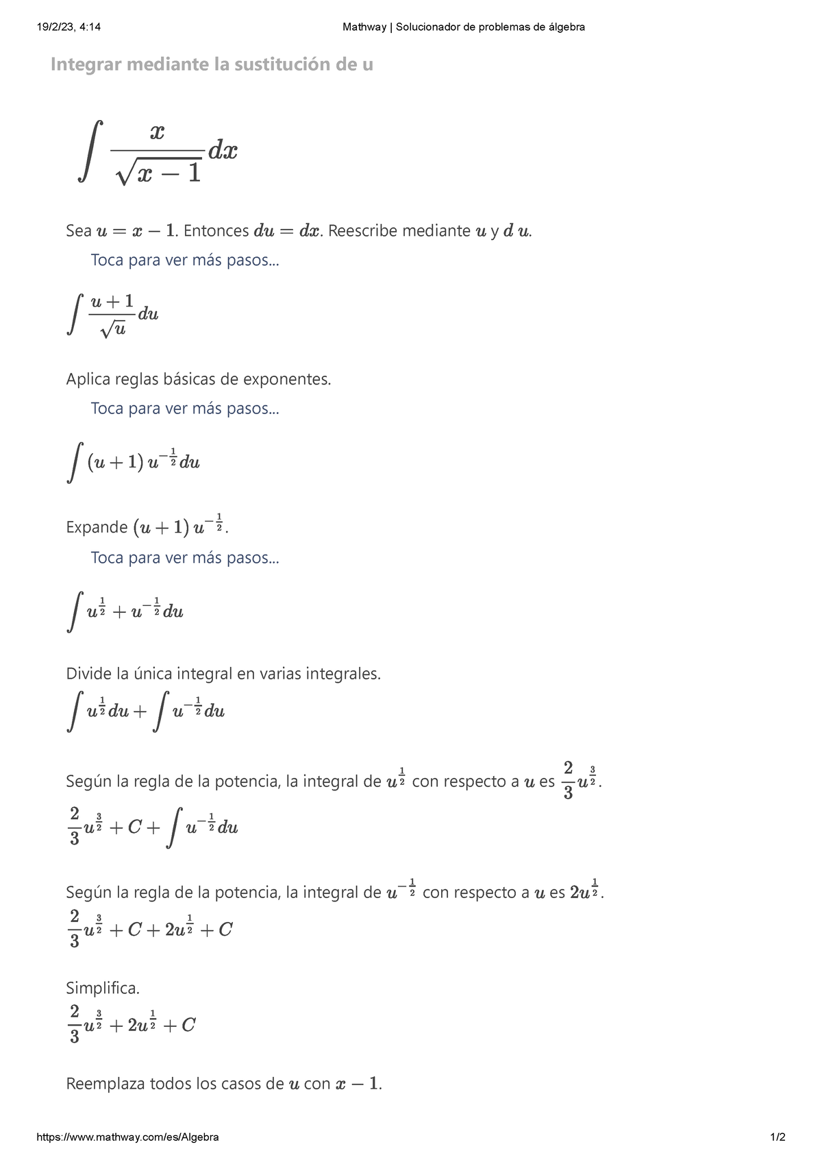 Ejercicio De Guía De Trabajo - 19/2/23, 4:14 Mathway | Solucionador De ...