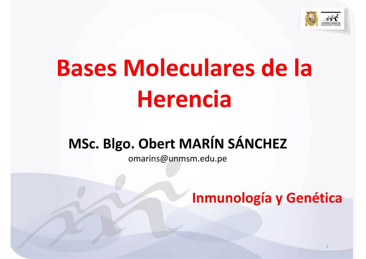 T01. Bases Moleculares De La Herencia - 1 Bases Moleculares De La ...