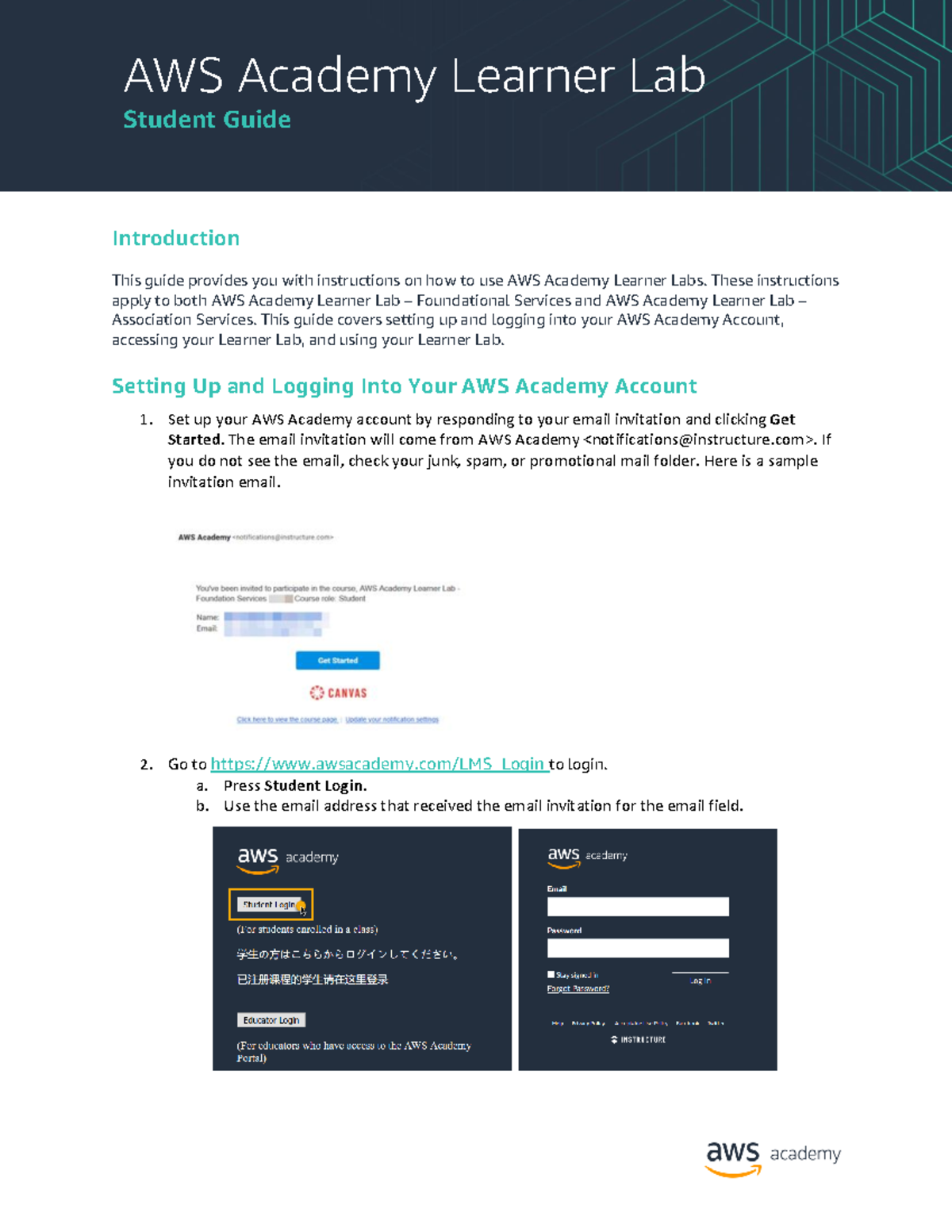 AWS Academy Learner Lab Student Guide Student Guide Introduction