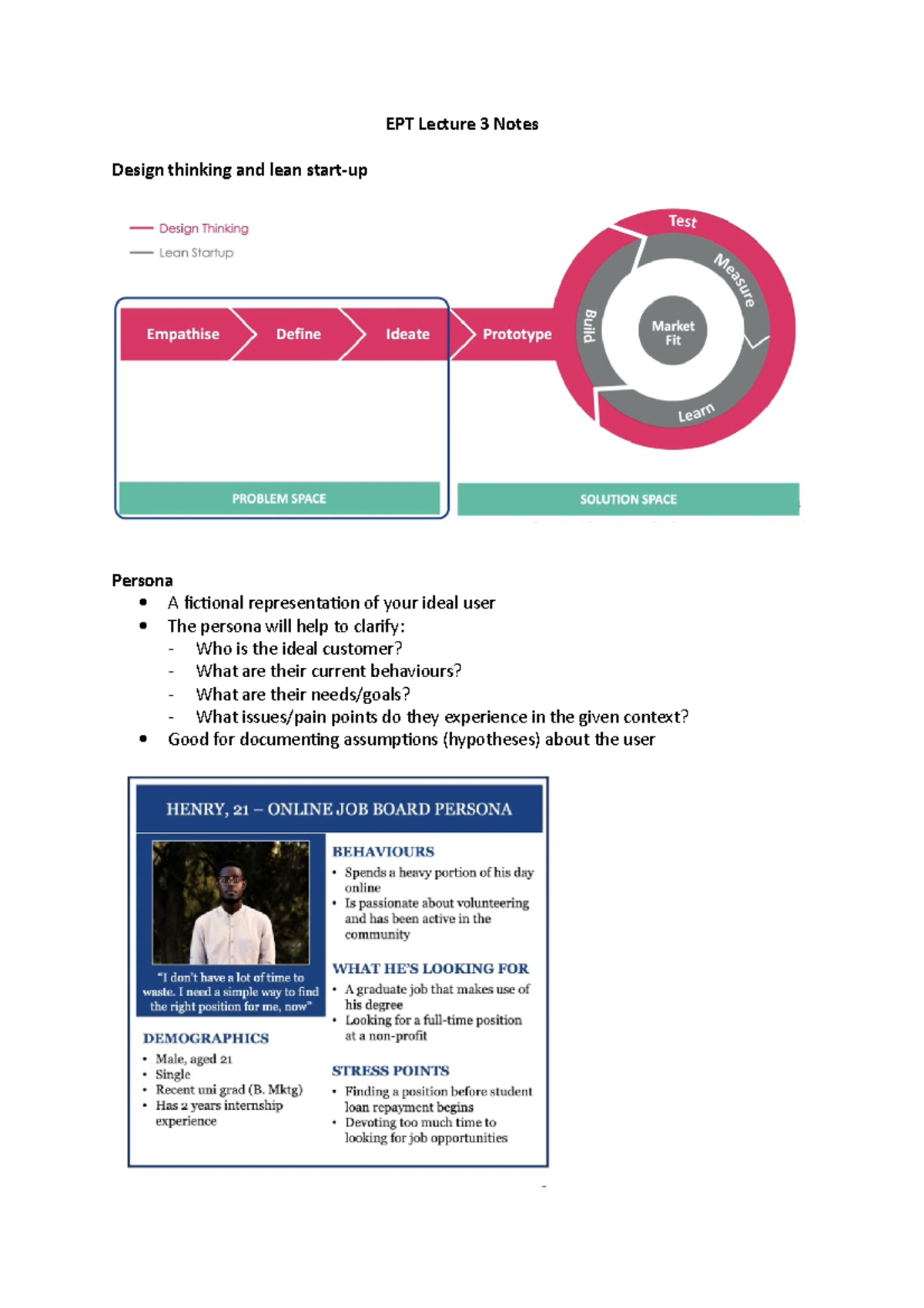 EPT Lecture 3 Notes - EPT Lecture 3 Notes Design thinking and lean ...