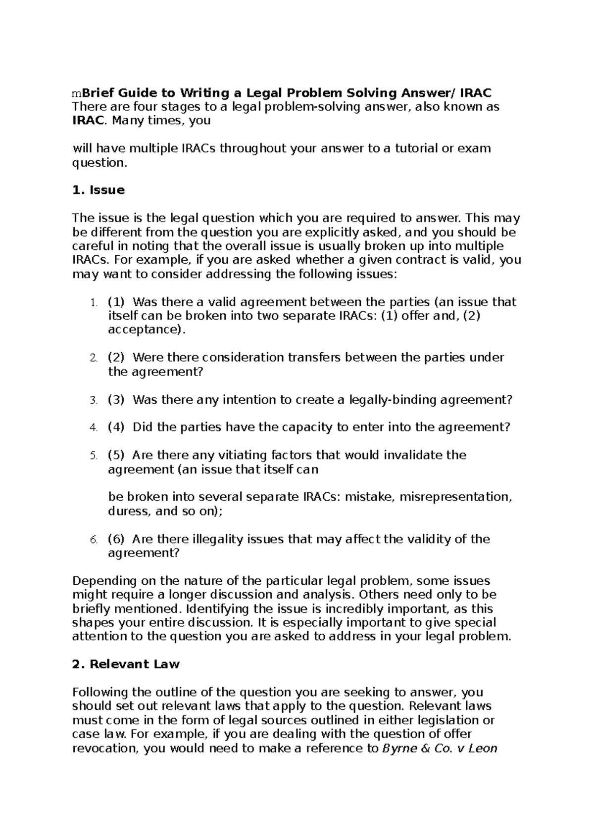 M How To Do Irac MBrief Guide To Writing A Legal Problem Solving 
