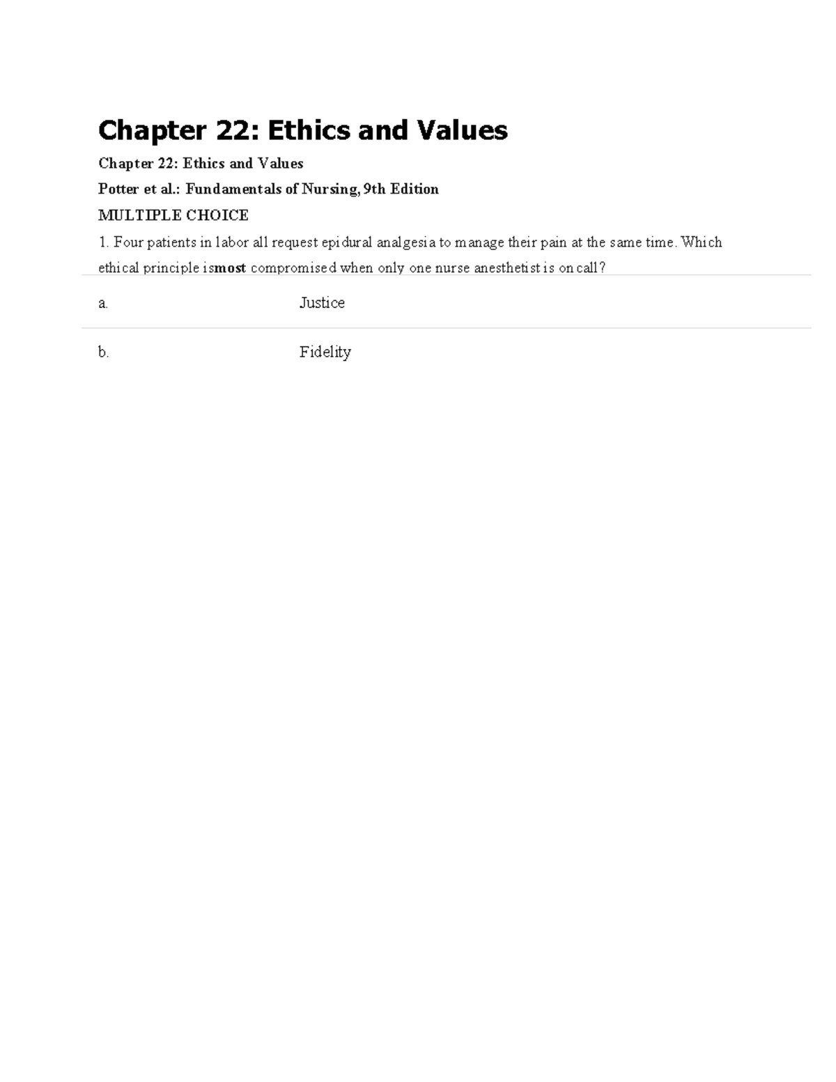 Chapter 22- Ethics and Values - Chapter 22: Ethics and Values Chapter ...