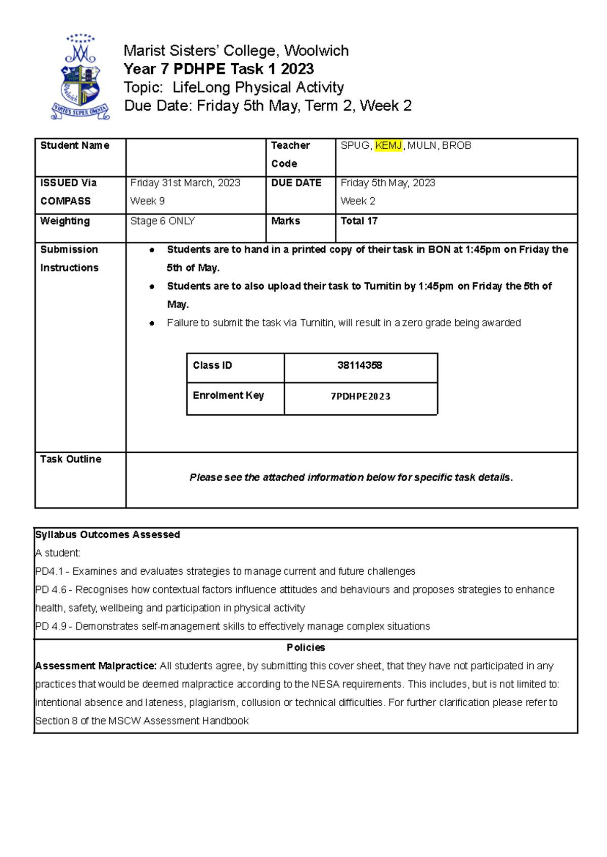 Pdhpe - Physical activity writing and contextual factors. Writing form ...
