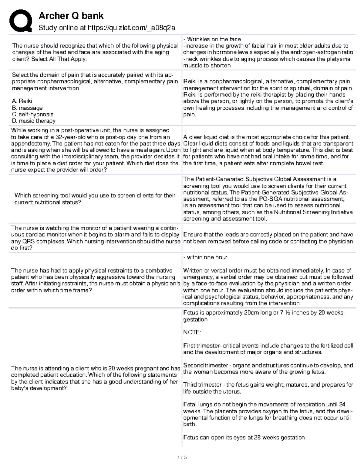 Archer I efwfwefwscnjkc Study online at quizlet/_a08q2a The nurse