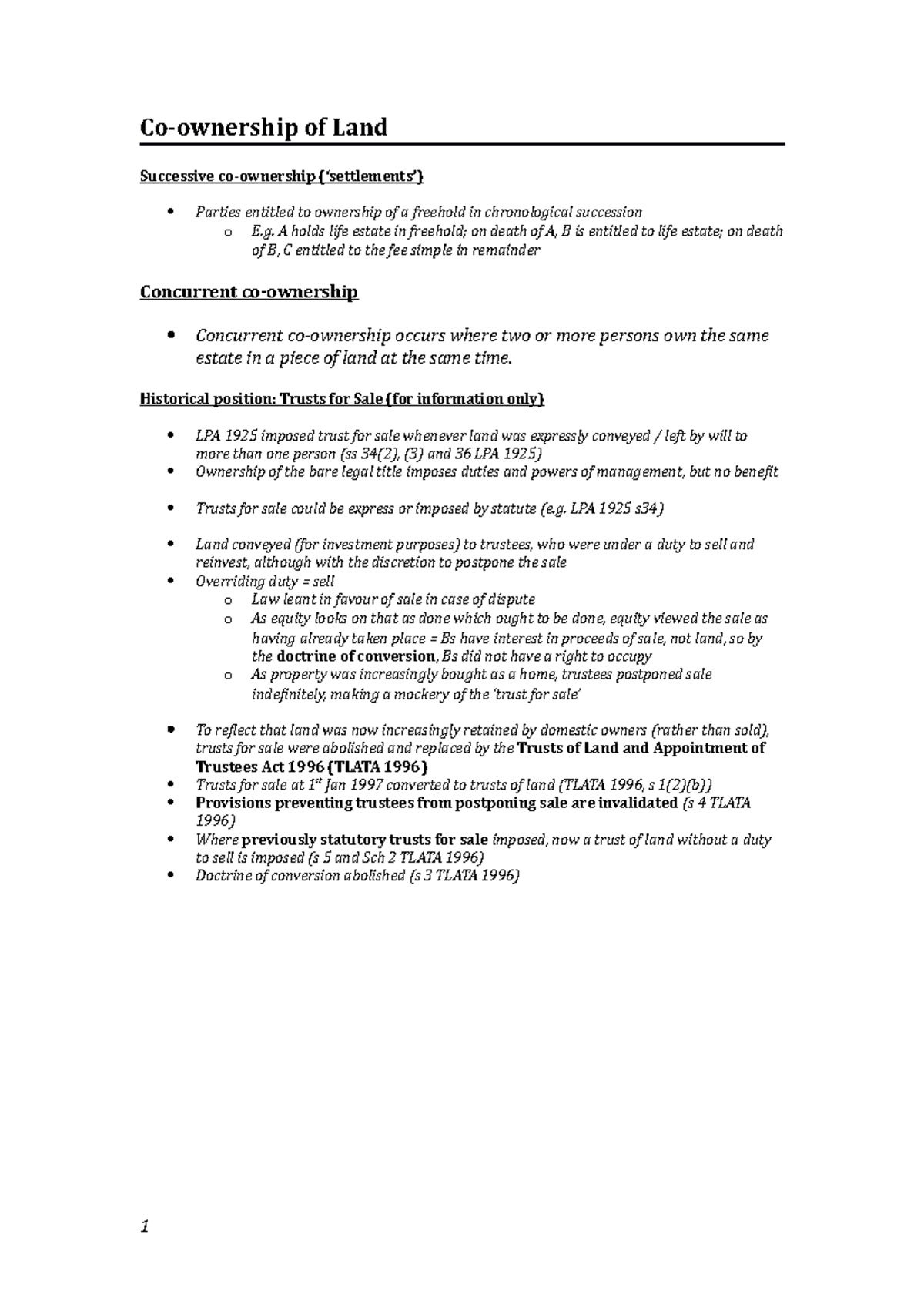 14 Coownership Land Law Coownership of Land Successive co
