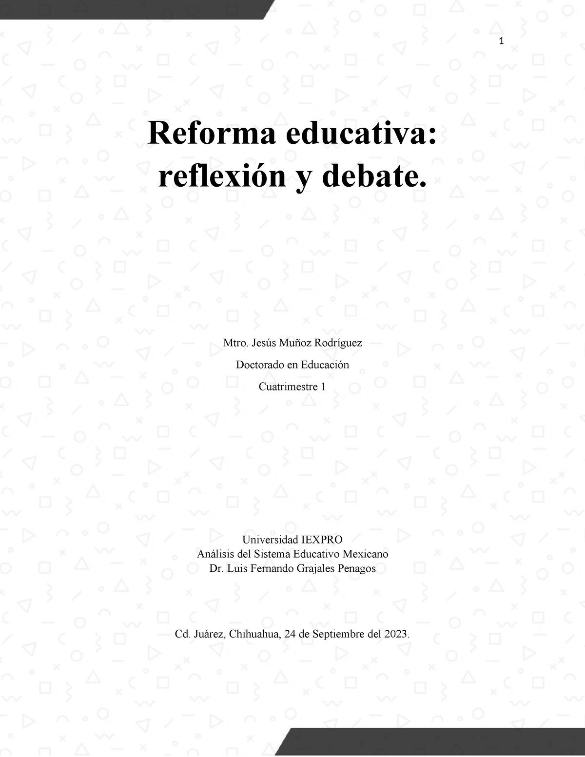 Portada Formato Apa Notas Y Apuntes Reforma Educativa Reflexión Y Debate Mtro Jesús Muñoz 5433