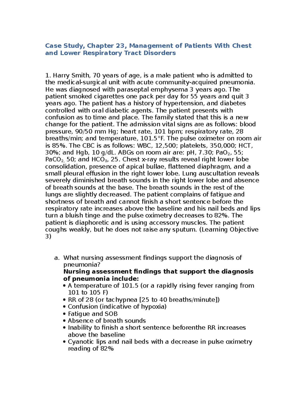 respiratory therapy case study example