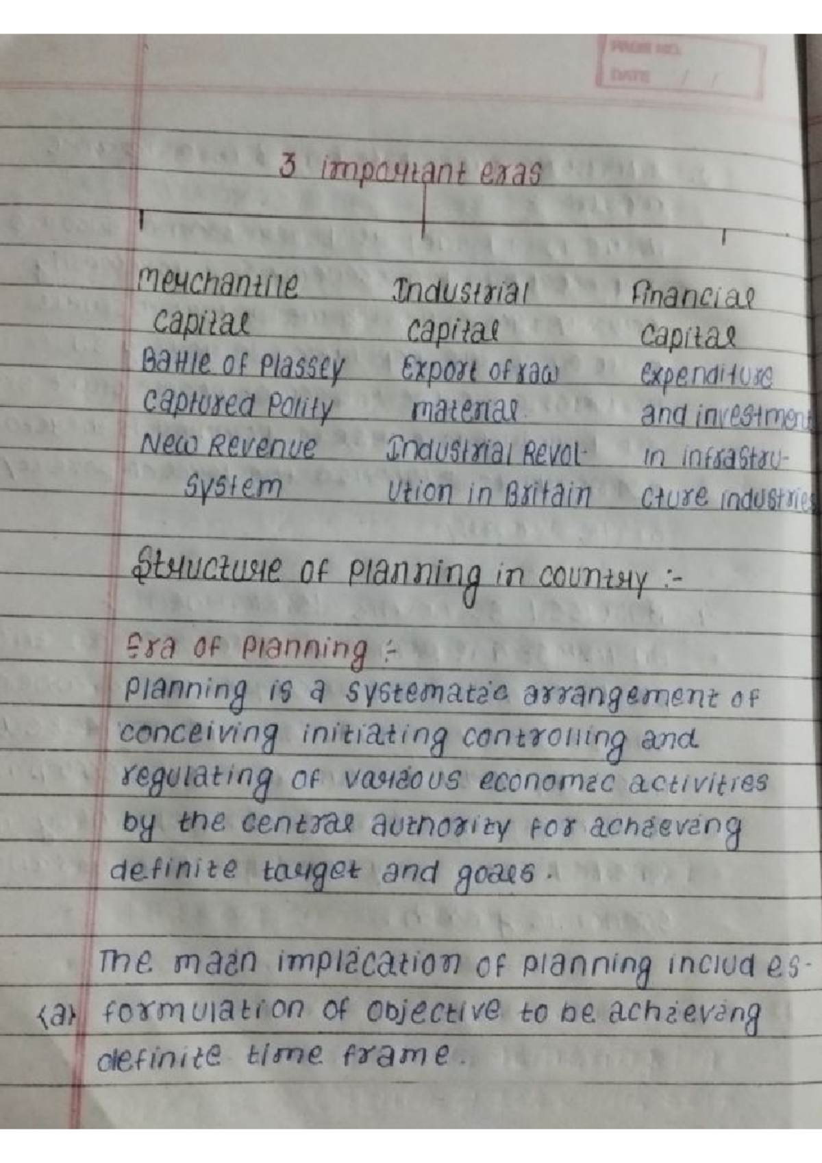 Planning - It's a good notes - PROM NO DATE 3 important eras ...