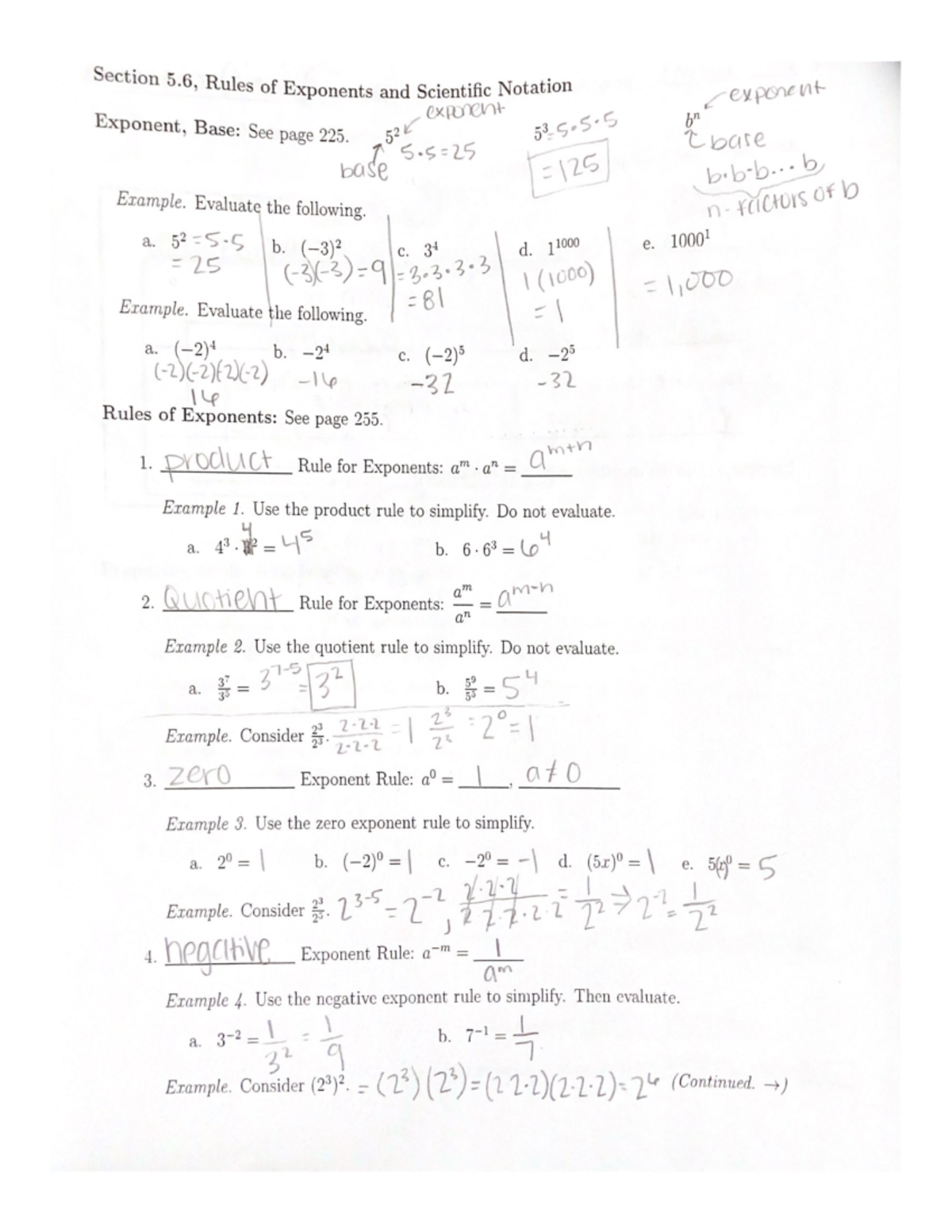 Rules Of Exponents And Scientific Notation