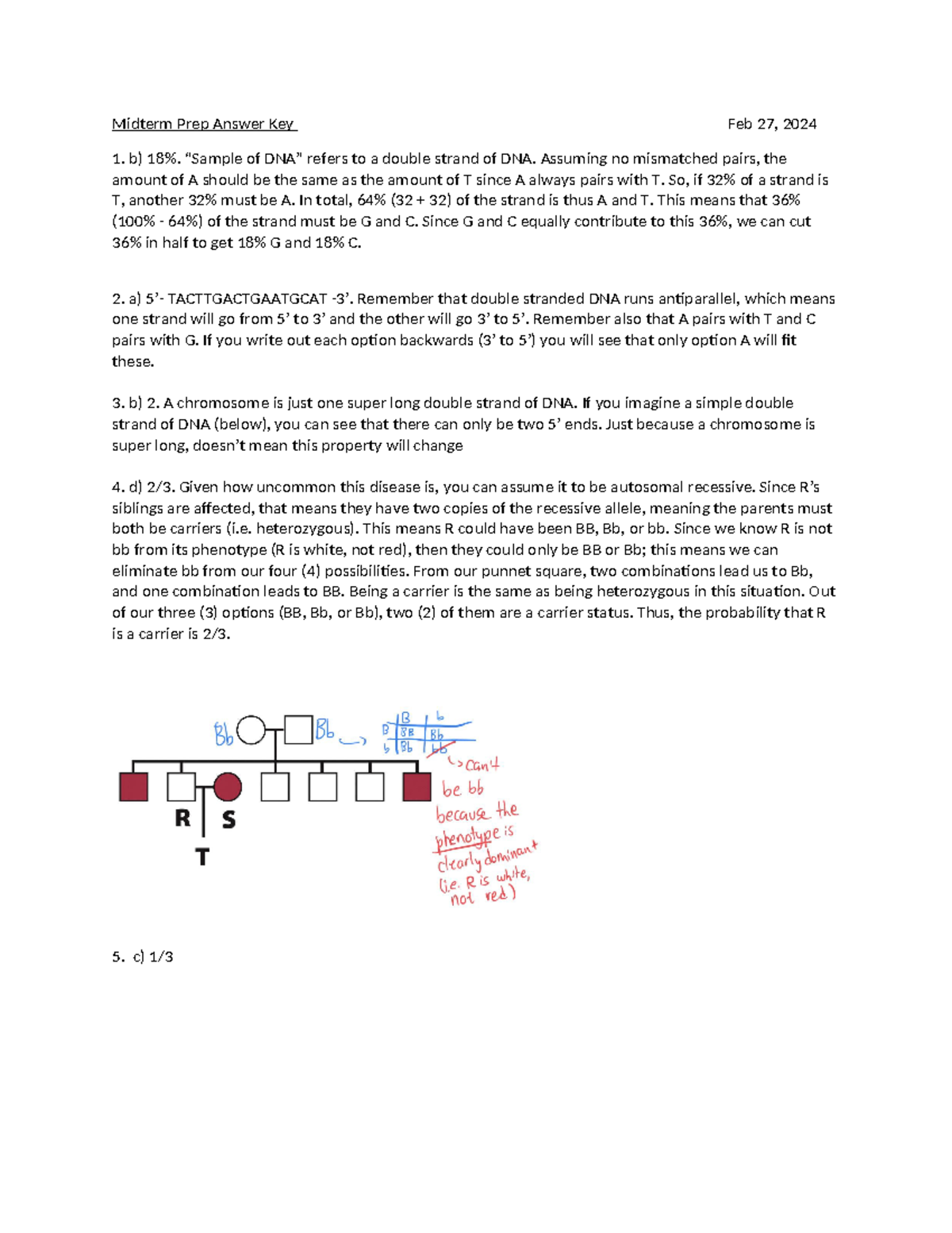 Midterm prep answers - Midterm Prep Answer Key Feb 27, 2024 1. b) 18% ...