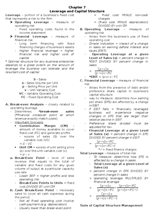 Financial Decision-Capital Structure and Leverage Notes - Financing ...