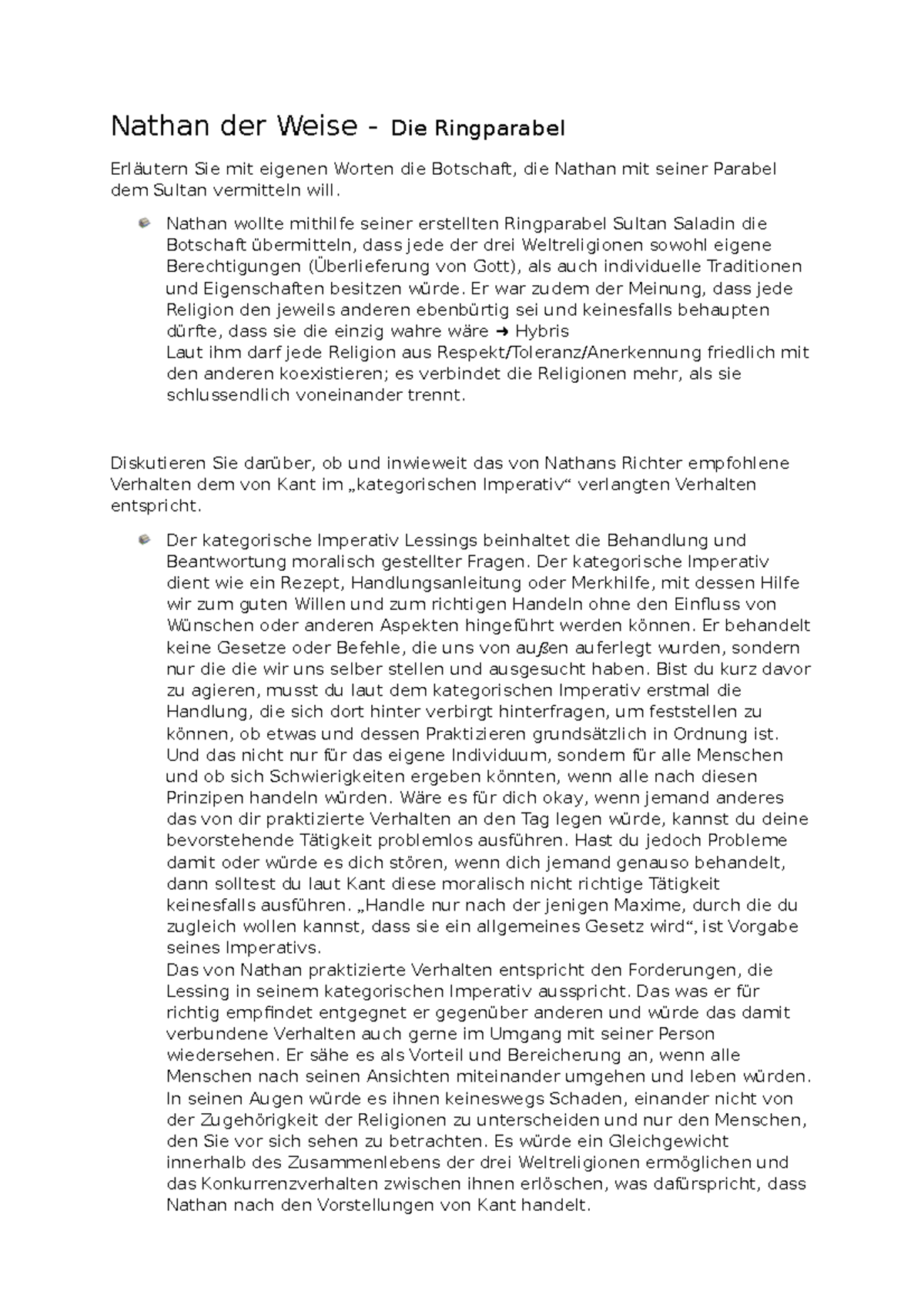 Szenenanalyse Nathan Der Weise 1 Aufzug 1 Auftritt Deutschaufgaben Nathan der Weise - Nathan der Weise - Die Ringparabel