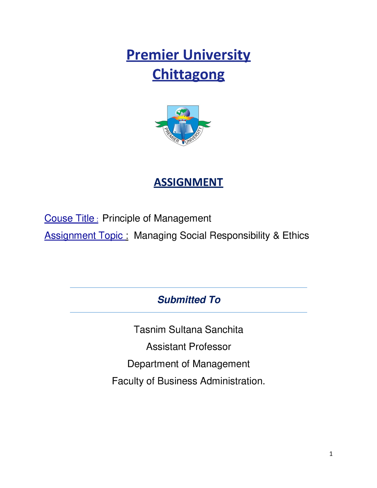 chittagong university assignment cover page