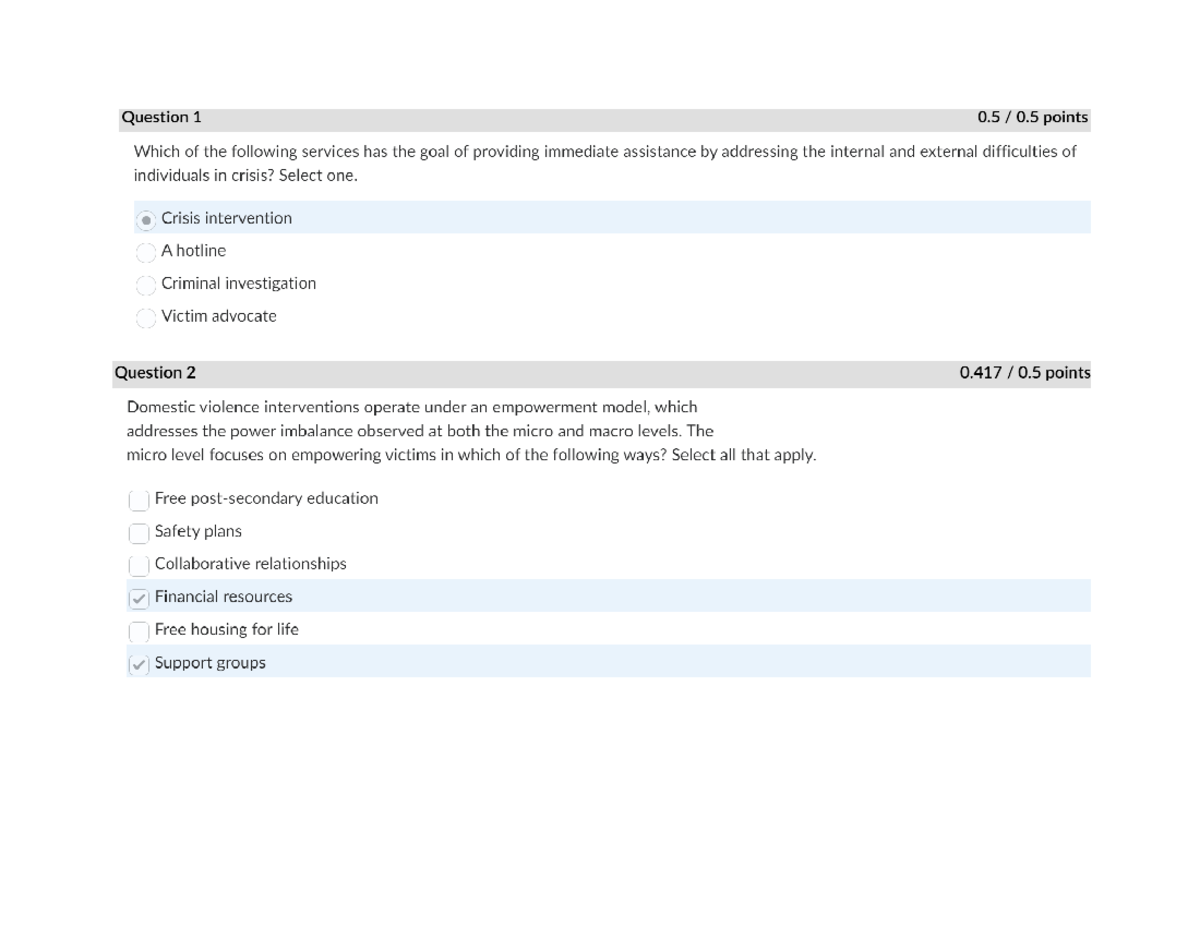 Cj 315 2-0 Check Your Knowledge (3.42)(d) - Question 1 0 0 Points Which 