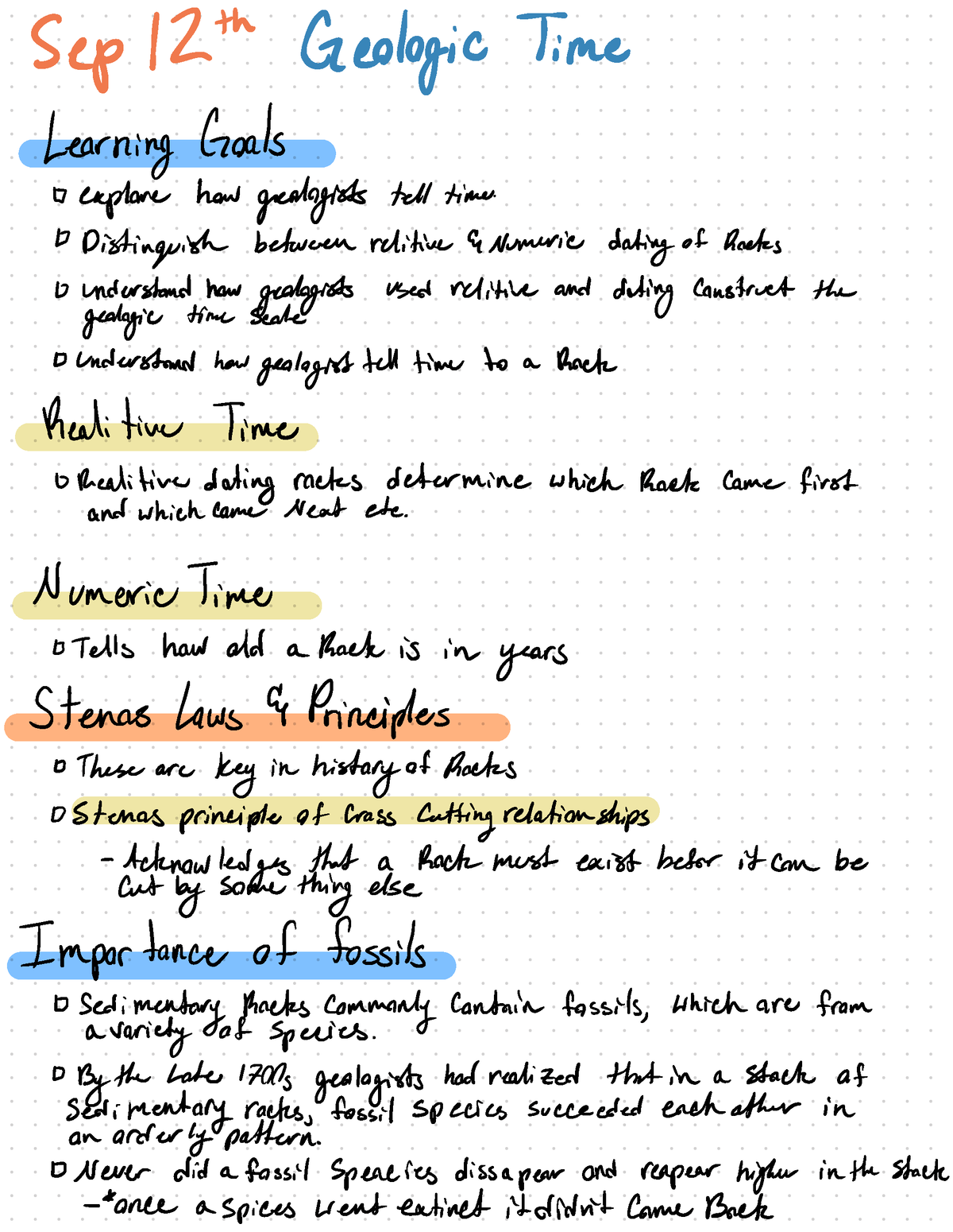 GEOL Lec 6 Geologic time - Sep 12 ᵗʰ Geologic Time Learning Goals ...