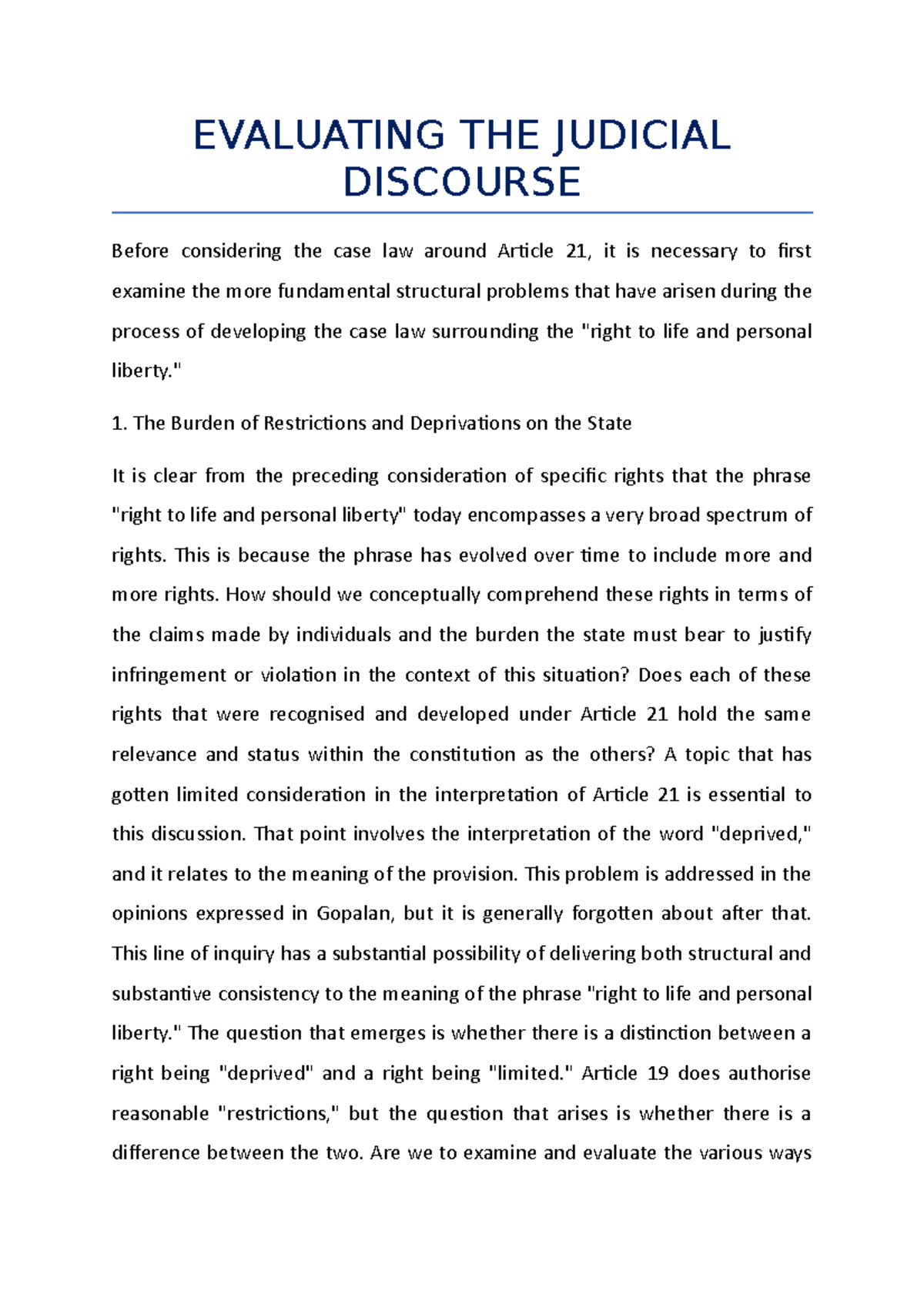 Evaluating THE Judicial Discourse - EVALUATING THE JUDICIAL DISCOURSE ...
