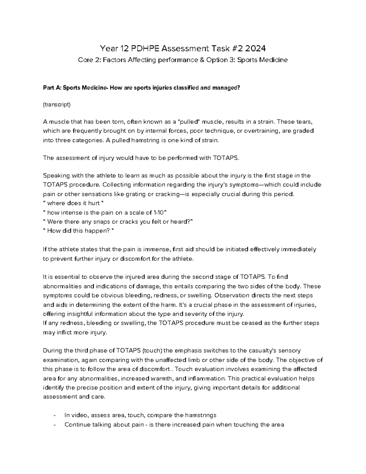 Year 12 Pdhpe Assessment Task #2 2024 - Year 12 PDHPE Assessment Task ...