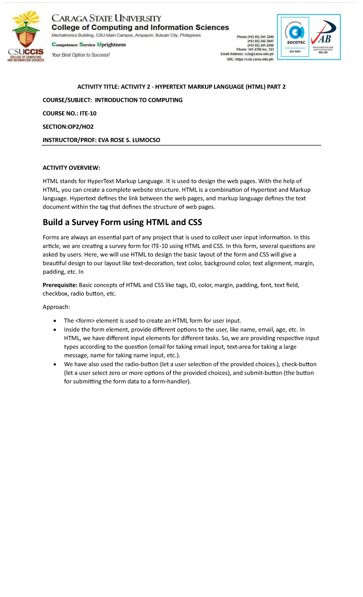 Activity 4 - dfyrtads - ACTIVITY TITLE: ACTIVITY 2 - HYPERTEXT MARKUP ...