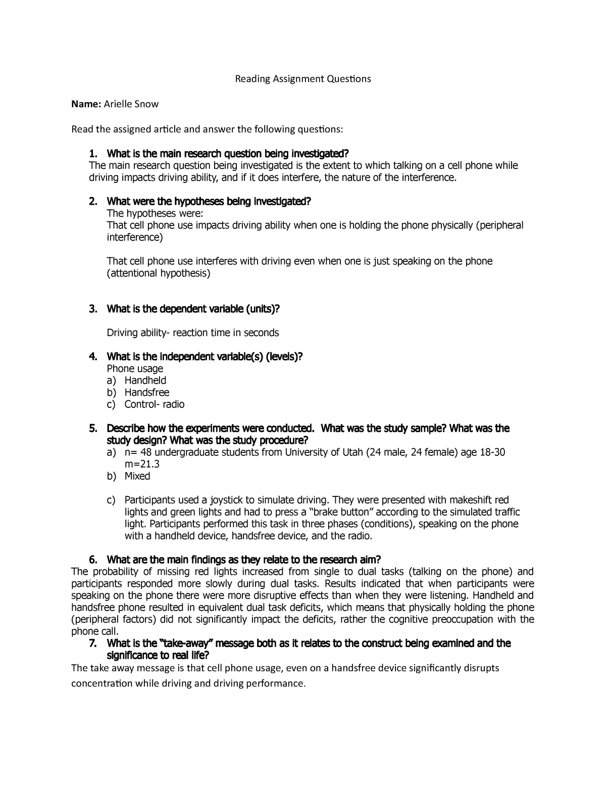 Article Questions AS 9 - homework - Reading Assignment Questions Name ...