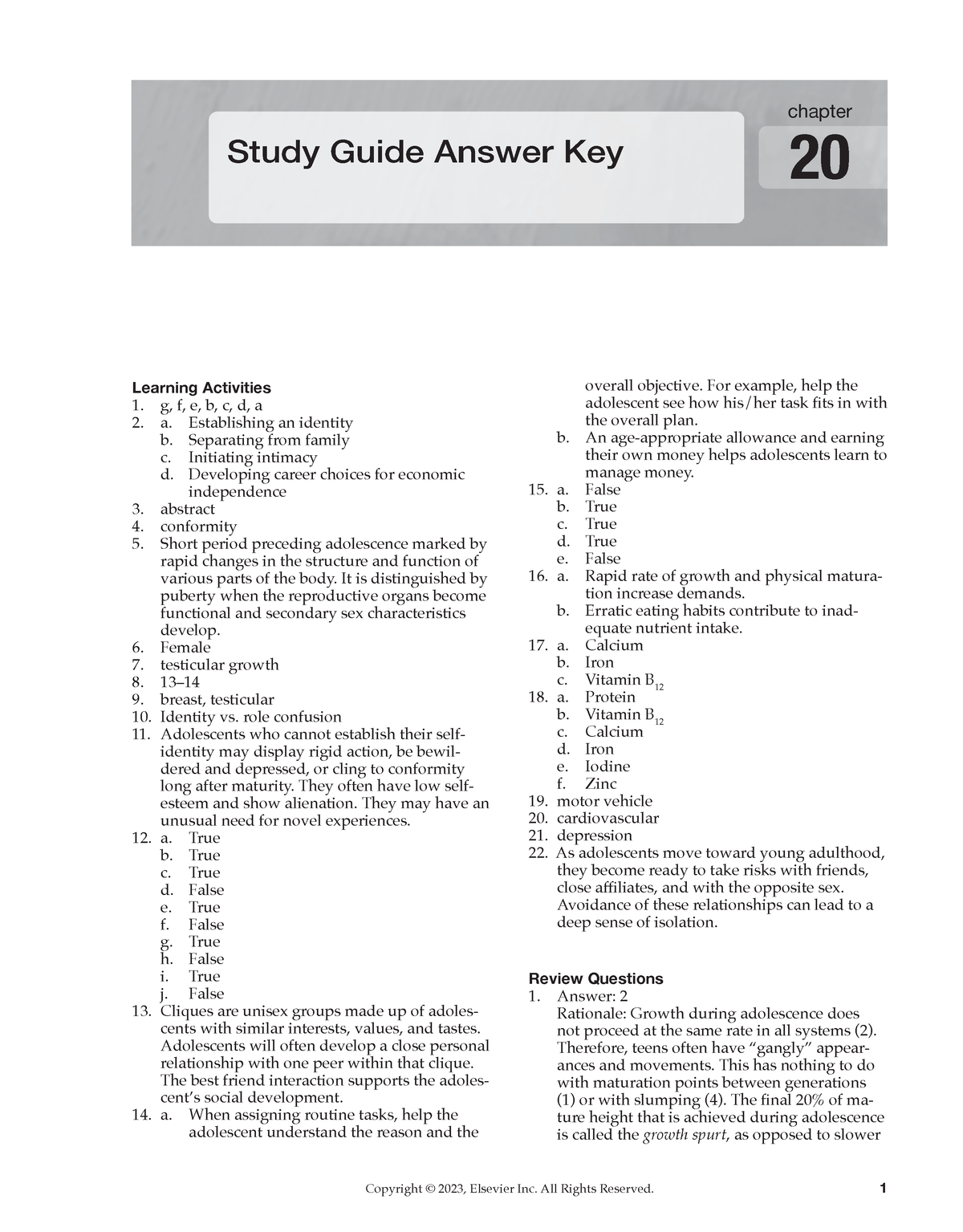 Chapter 020 - Notes - Study Guide Answer Key Chapter 20 1 Copyright ...