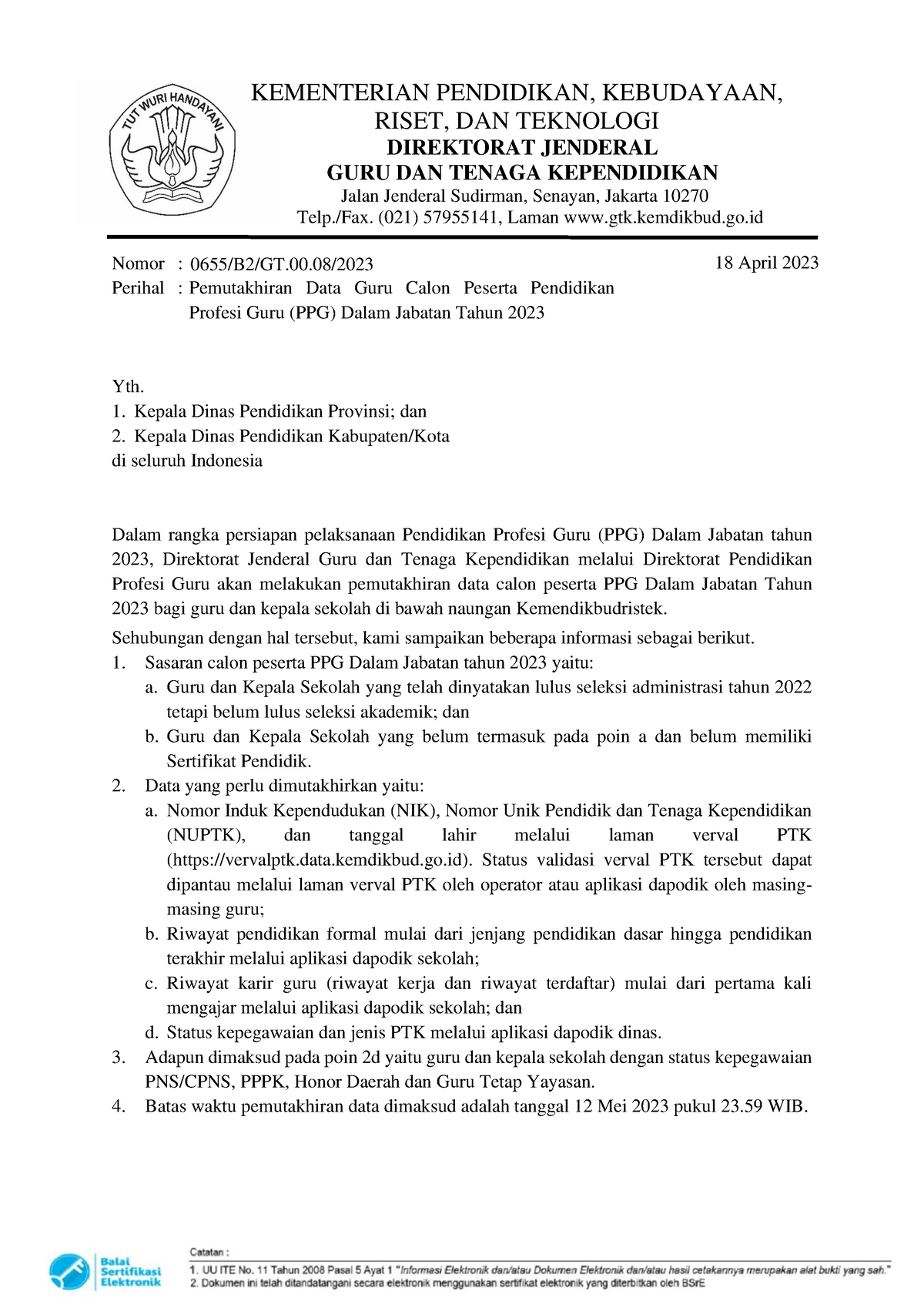 2. SE Pemutakhiran-Data-Guru - KEMENTERIAN PENDIDIKAN, KEBUDAYAAN ...