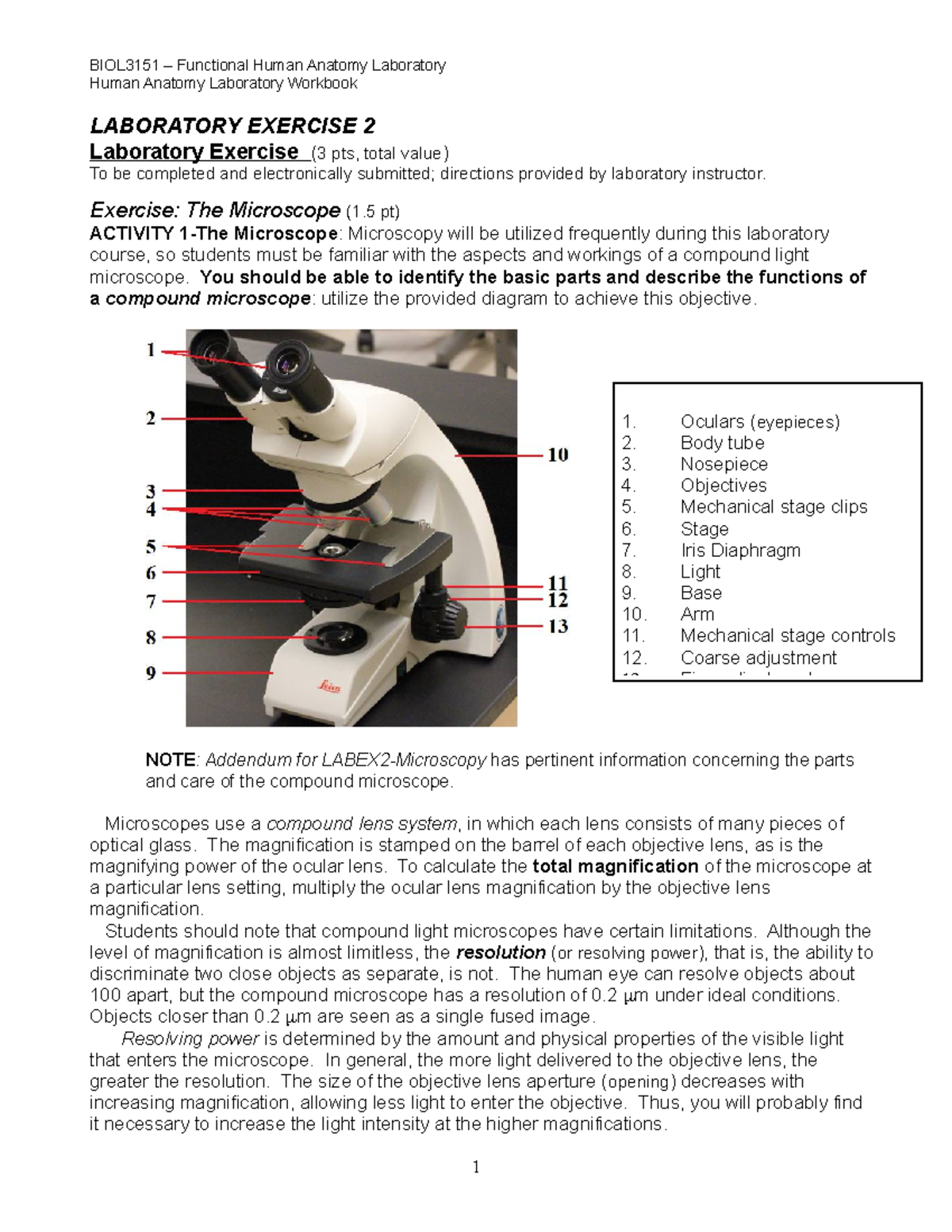 BIOL3151 Labex 2Lab Ex F 2023 - Human Anatomy Laboratory Workbook ...