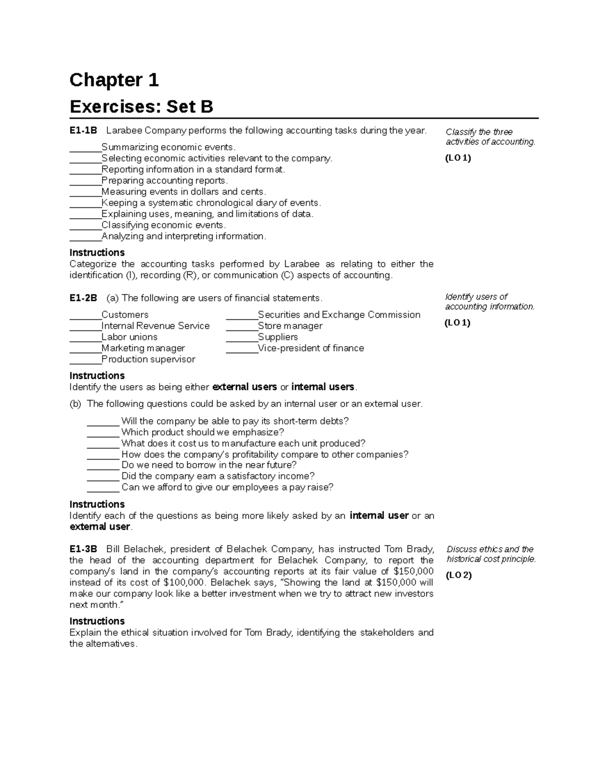 Exercises - Challenge Exercise 1 - Chapter 1 Exercises: Set B E1-1B ...