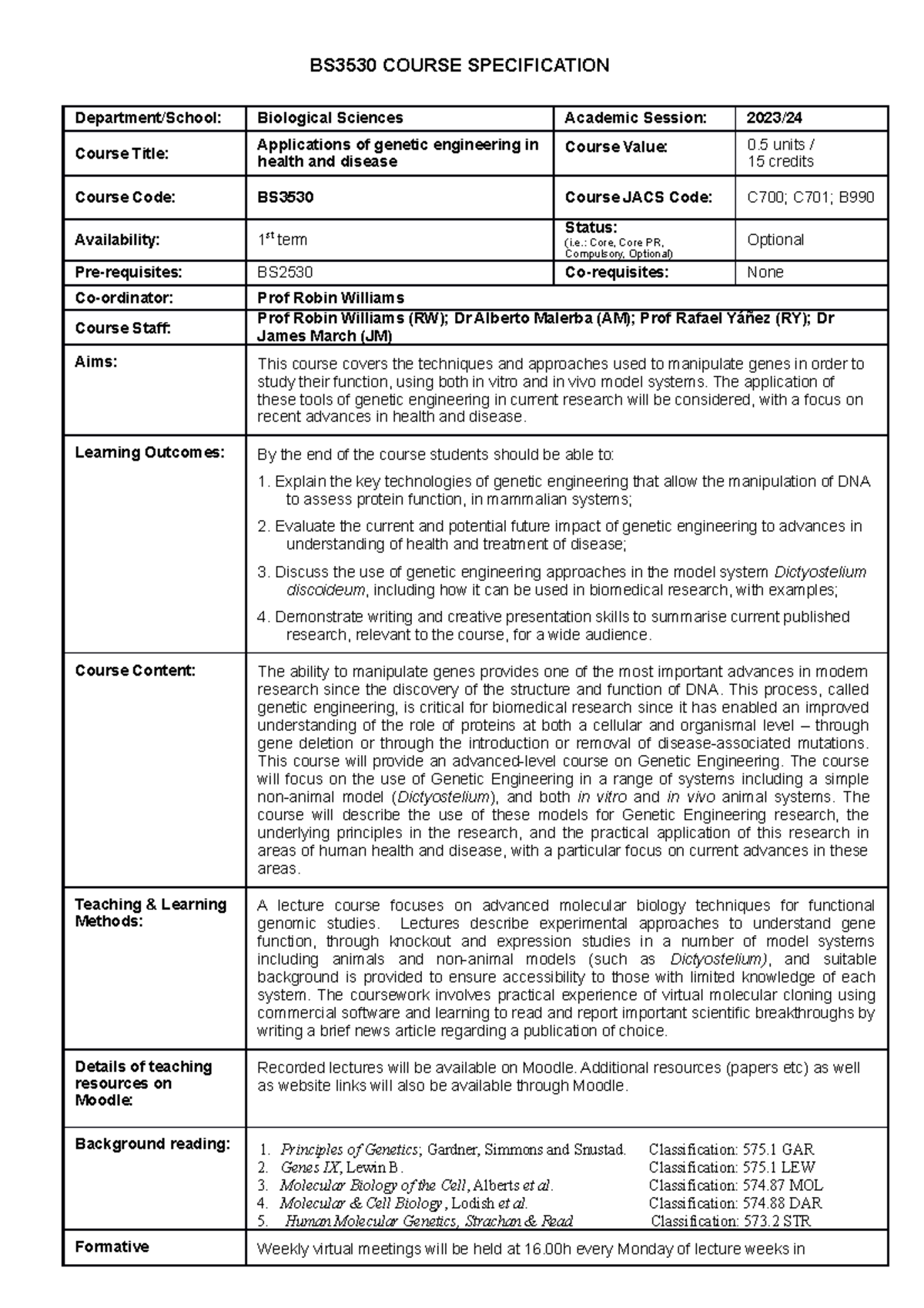 Applications of Genetic Engineering - : Core, Core PR, Compulsory ...