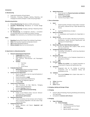 Manufacturing Pharmacy Answer Key- Green Pacop - Brex D 1. A Means Of Administering Drugs As ...