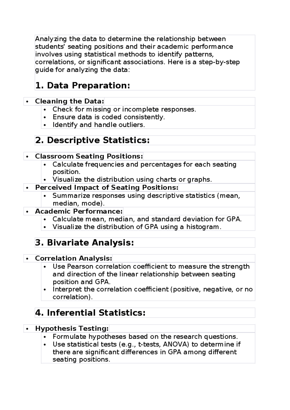 Process IN Analysing THE DATA - Analyzing the data to determine the ...