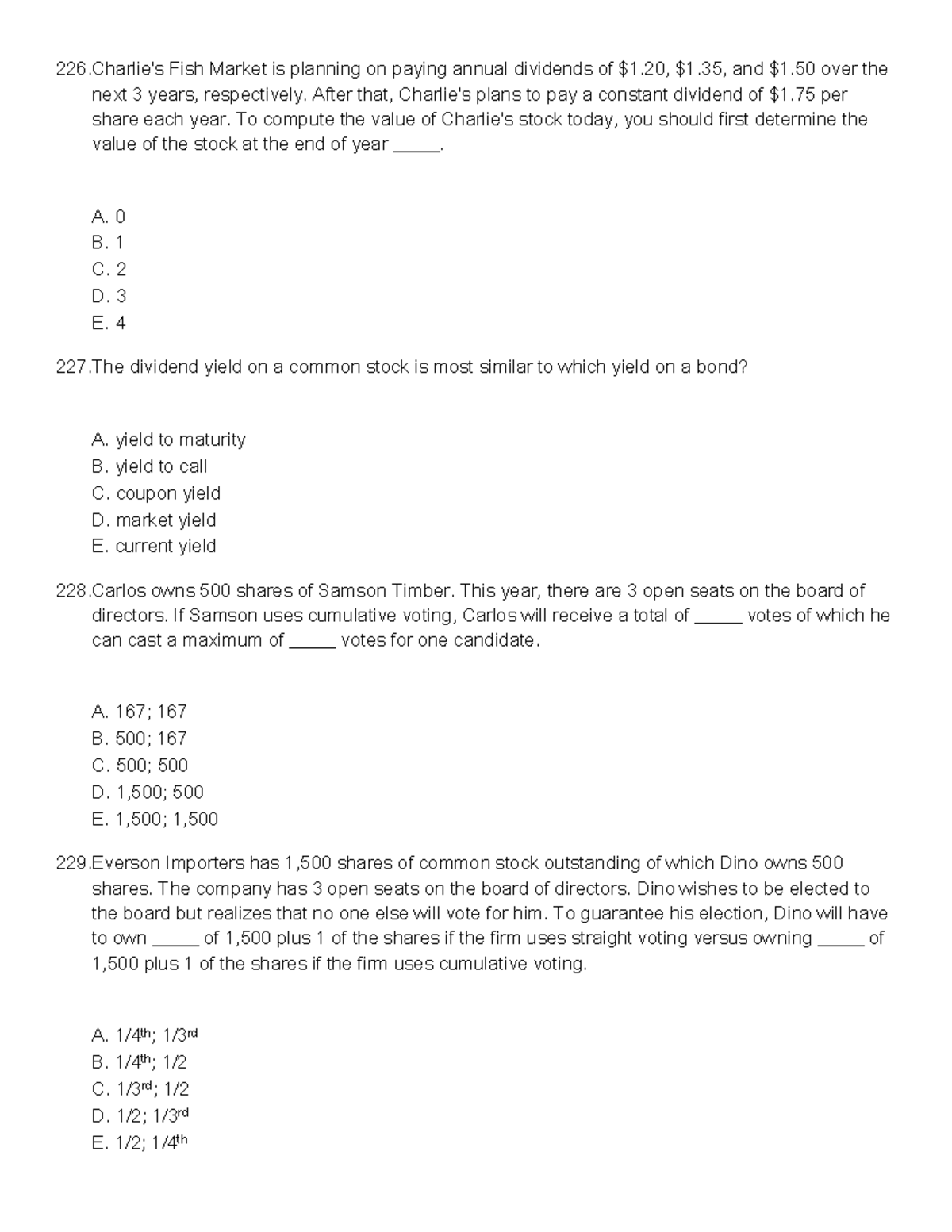 Financial Accounting Notes - 226's Fish Market is planning on paying ...