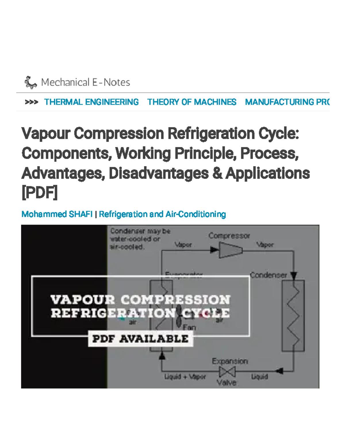 Vcrs >>> Vapour Compression Refrigeration Cycle Components, Working