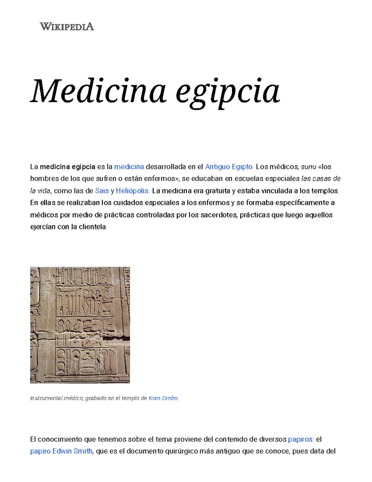 Medicina egipcia Wikipedia, la enciclopedia libre Medicina egipcia