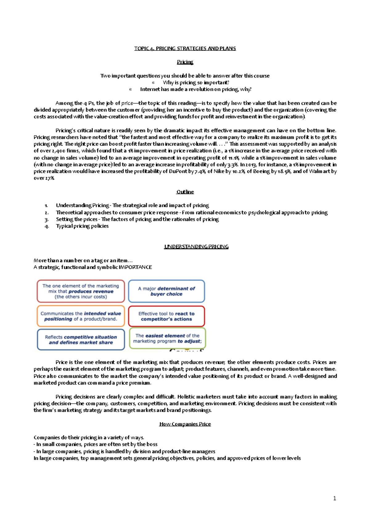 TEMA 4 - Fundamentos de Marketing - TOPIC 4. PRICING STRATEGIES AND ...