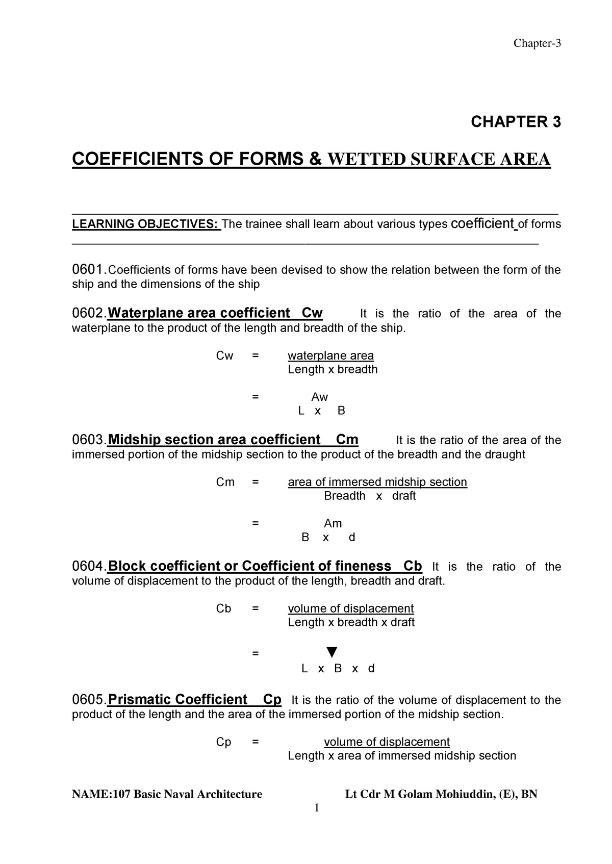 Form Coefficients of Ship - Block, Midship, Waterplane and Prismatic  Coefficient