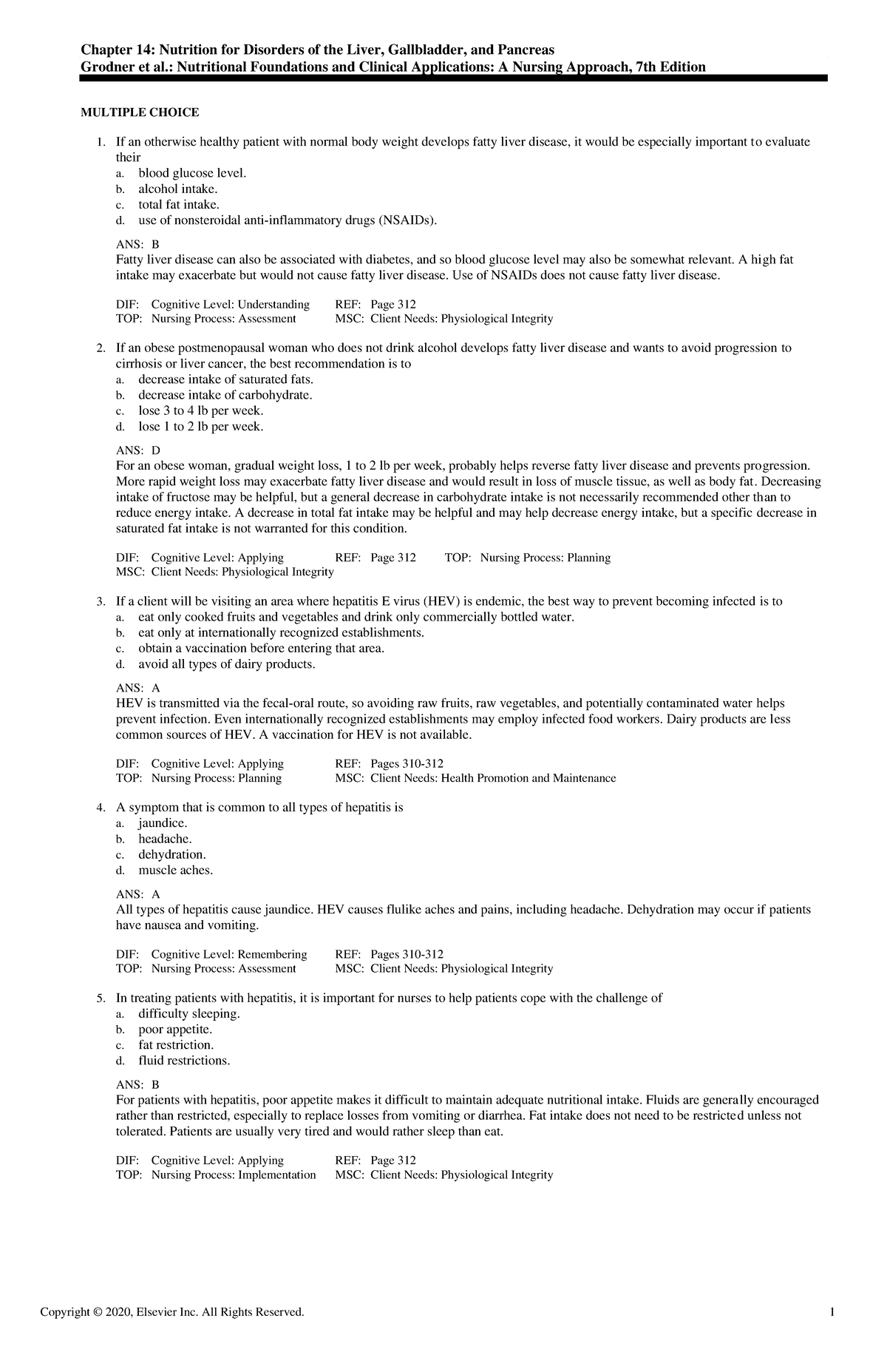 Exam View - Chapter 14 - Chapter 14: Nutrition For Disorders Of The 