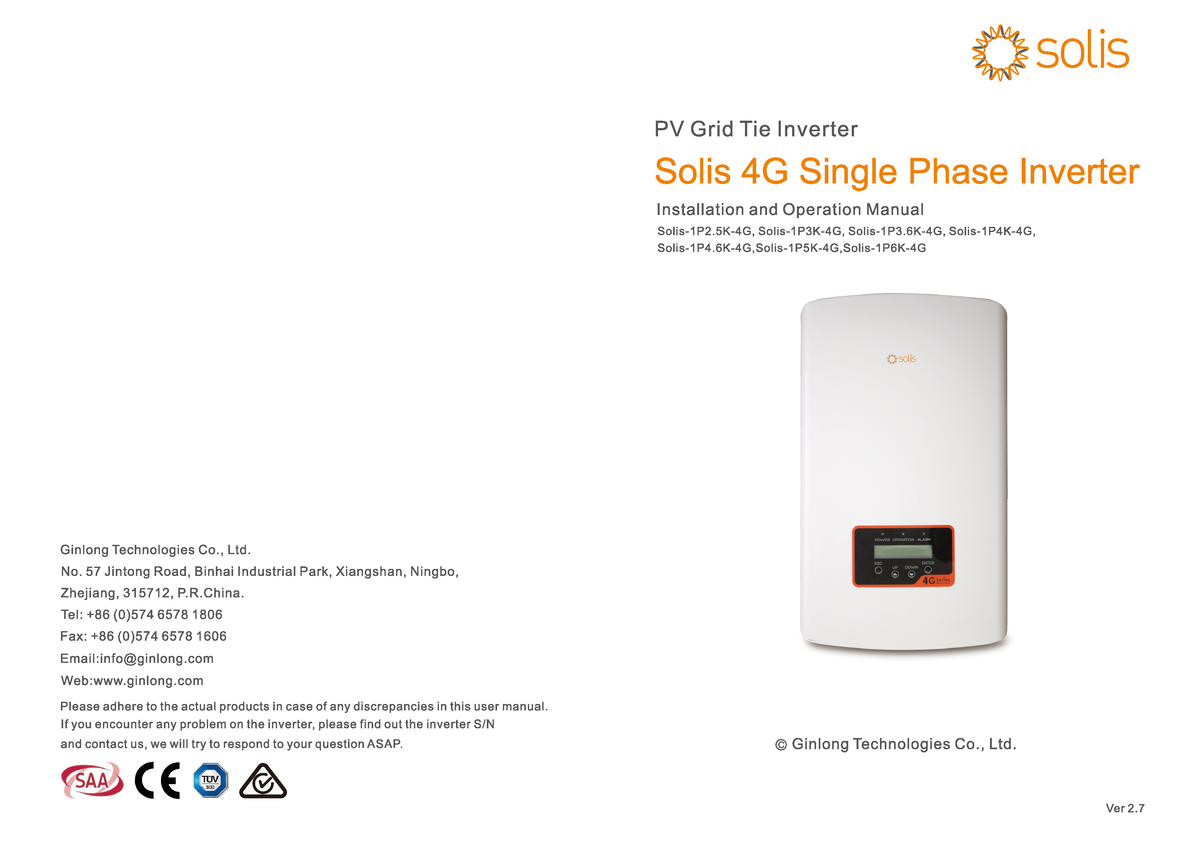 Solis Manual (2,5-6)K 4G ENX V2,7 - SOFTWARE ENGINEERING - Studocu