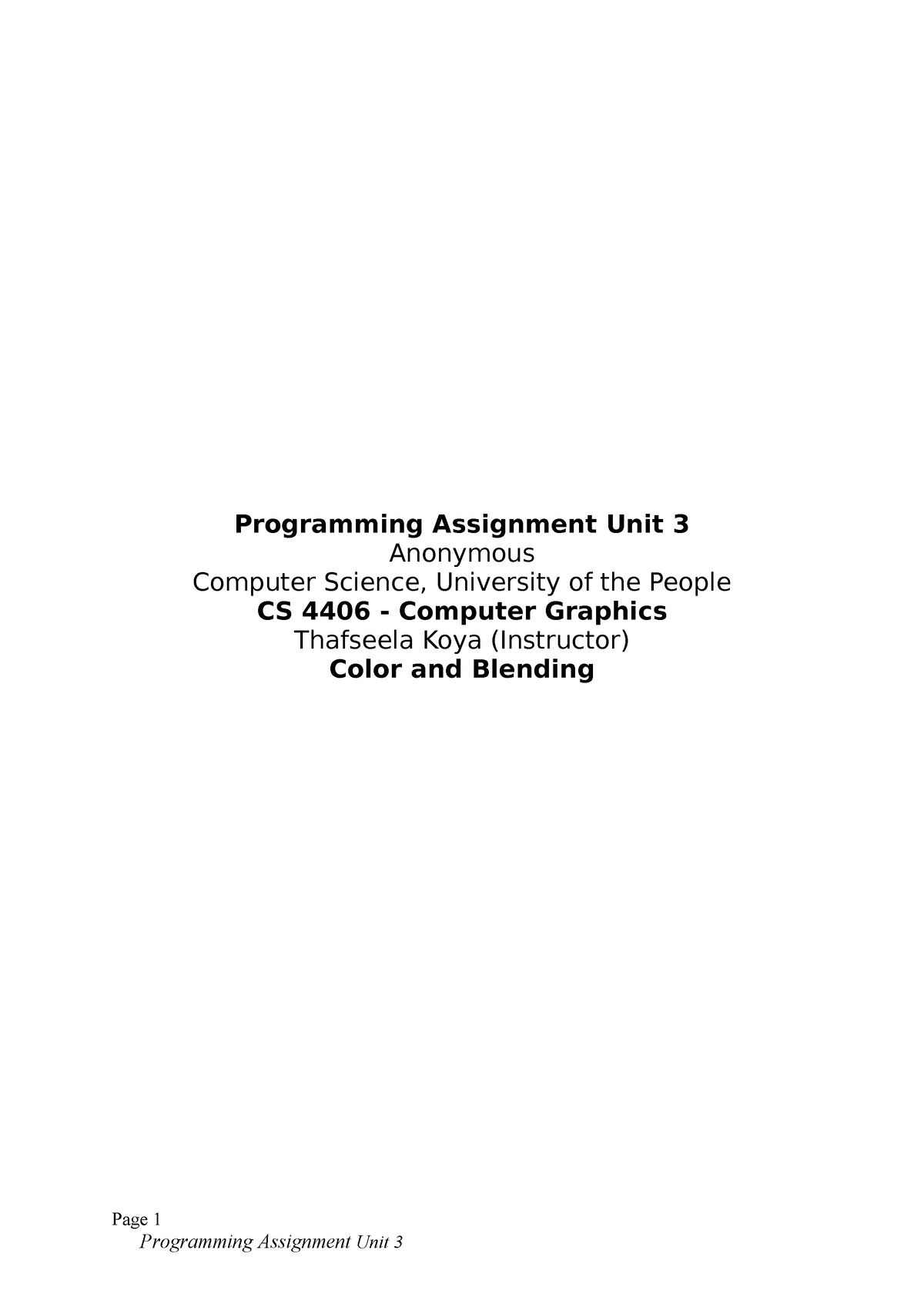 CS 4406 - Programming Assignment Unit 3 - Programming Assignment Unit 3 ...