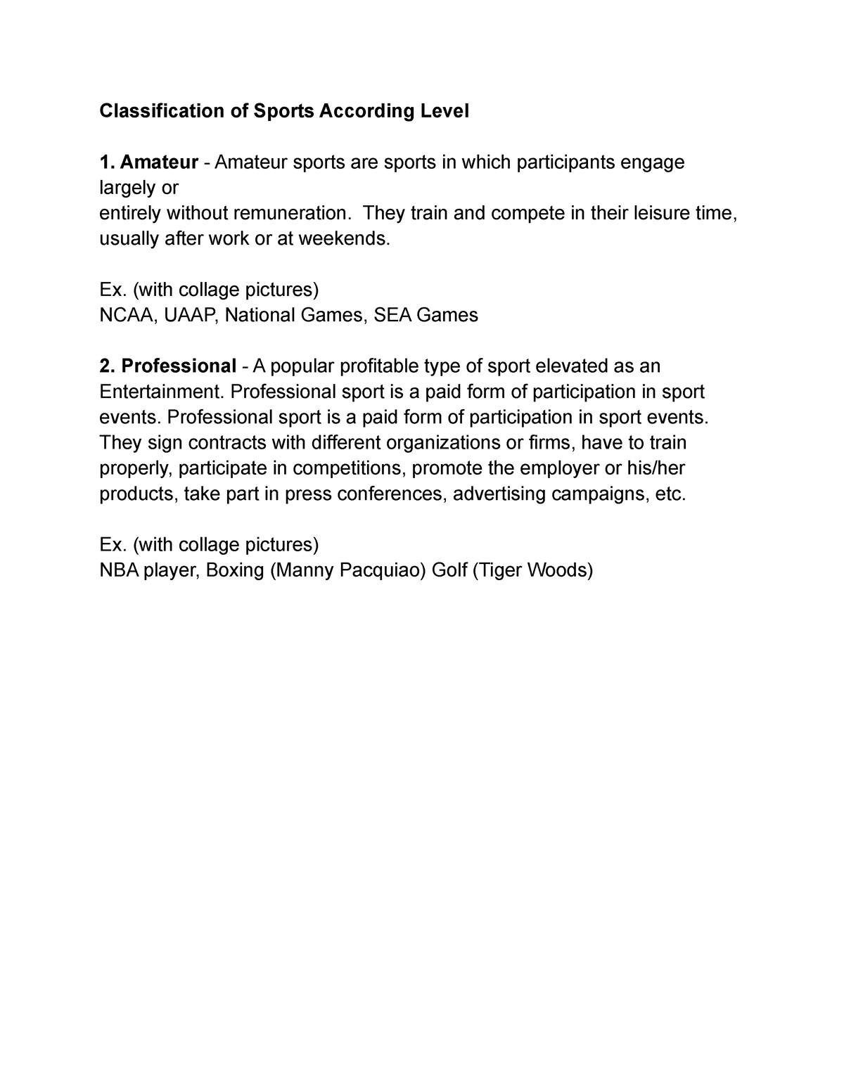 classification essay sports