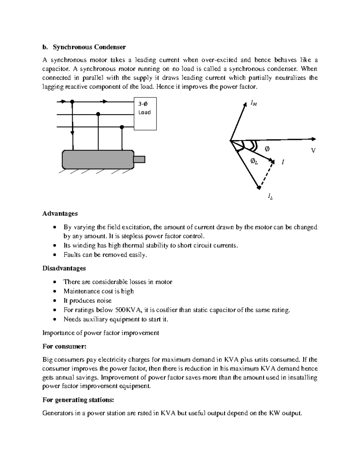 Power Factor 2 - b. Synchronous Condenser A synchronous motor takes a ...
